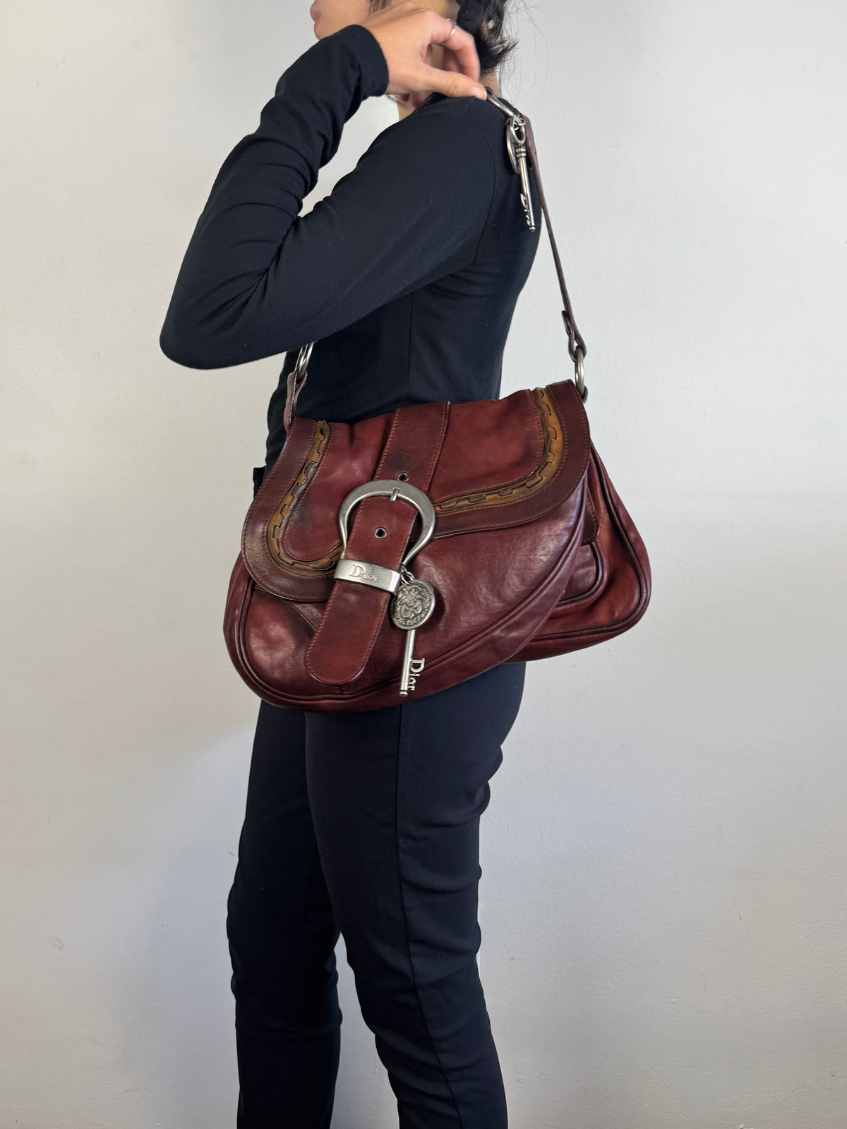 Christian Dior Gaucho Double Red Leather