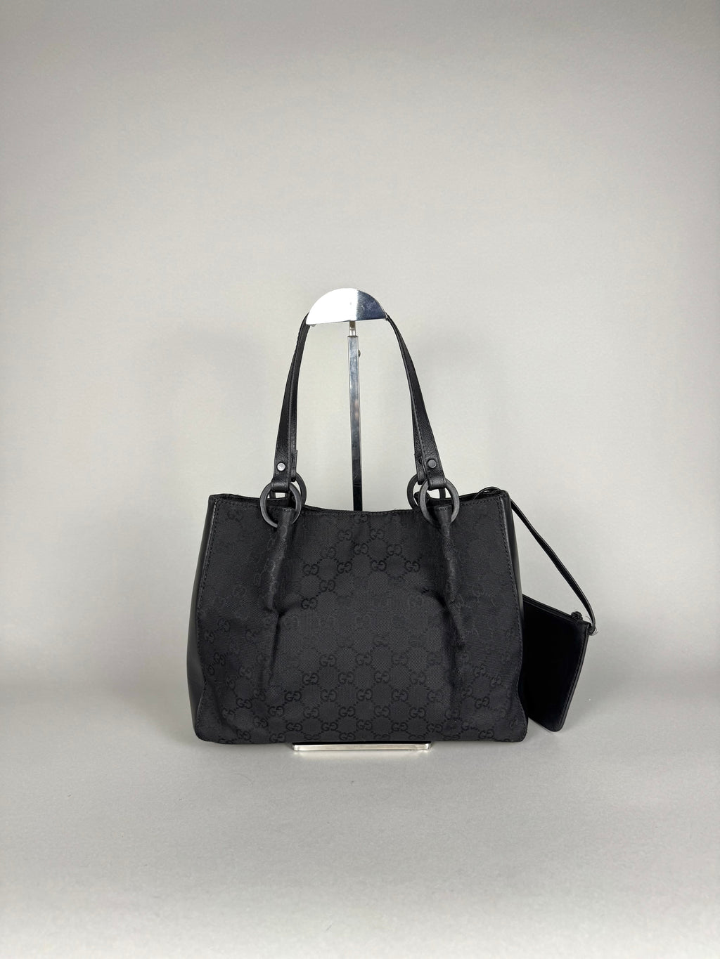 Gucci Monogram Black Tote with Pouch