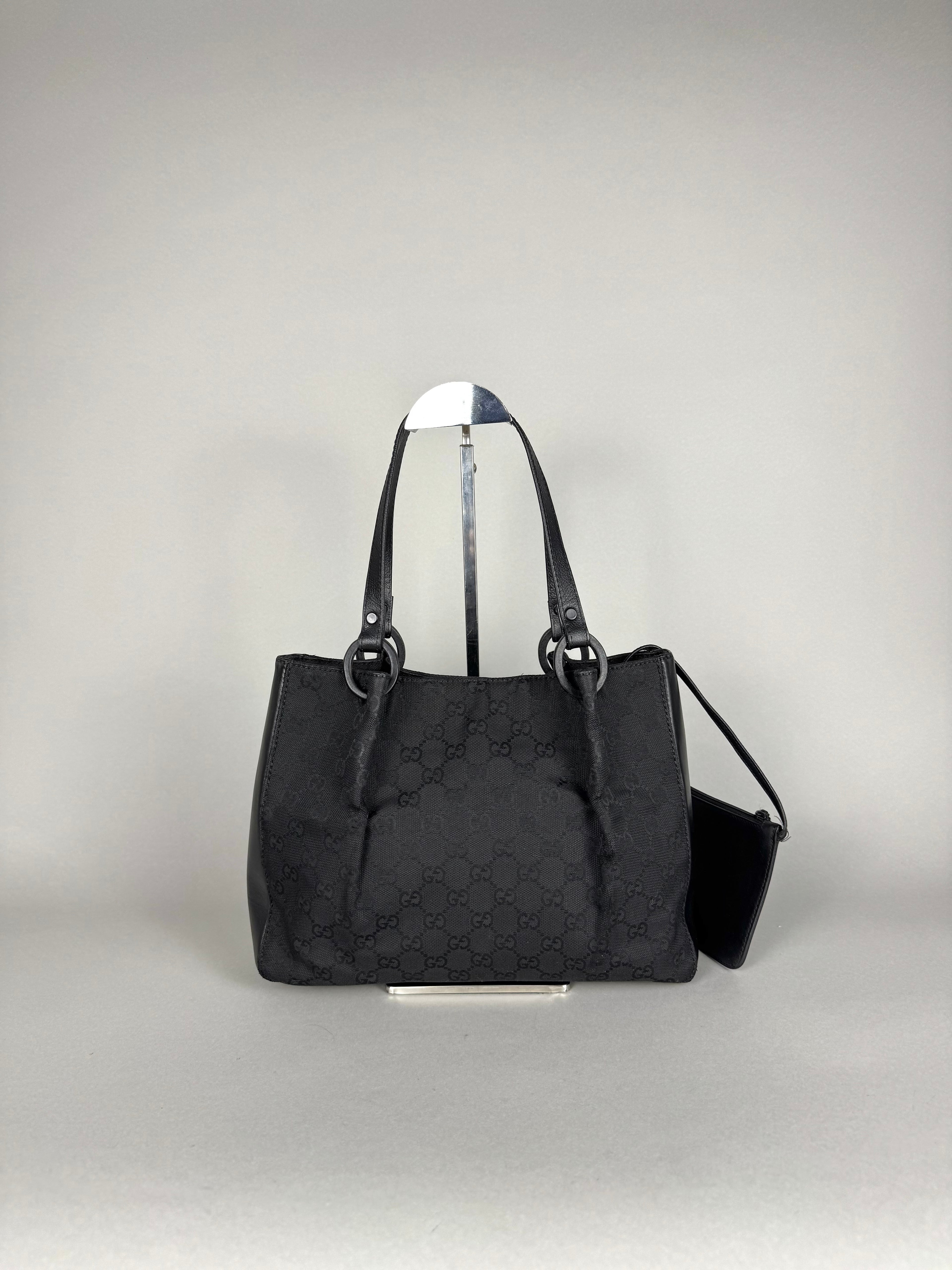 Gucci Monogram Black Tote with Pouch