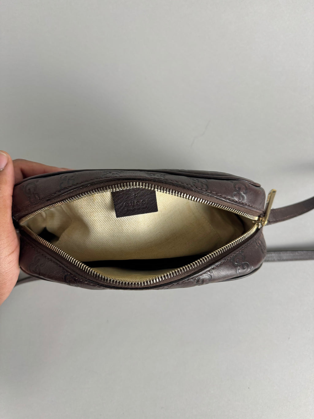 Gucci Monogram Bree Disco Brown Leather Crossbody