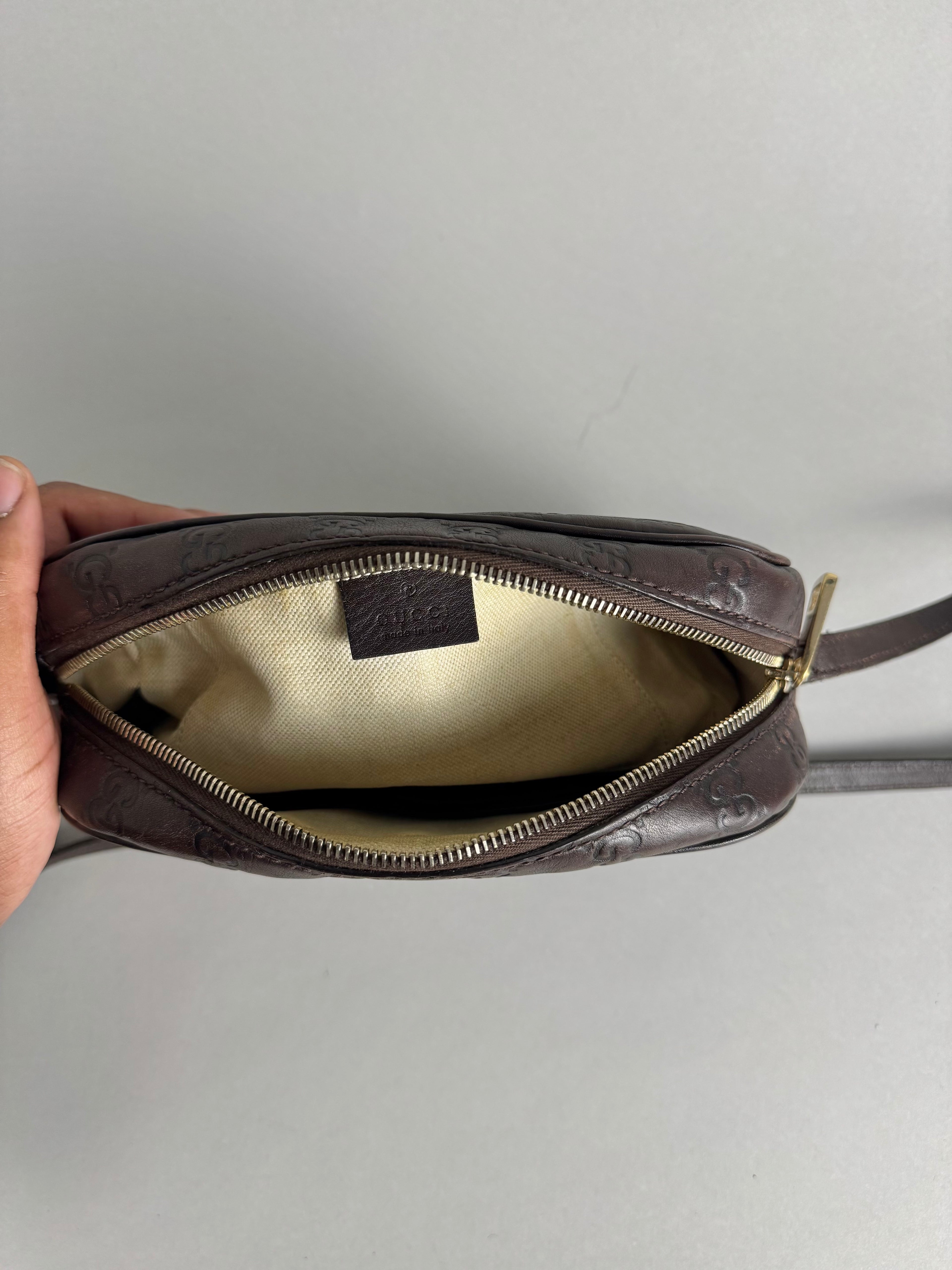Gucci Monogram Bree Disco Brown Leather Crossbody