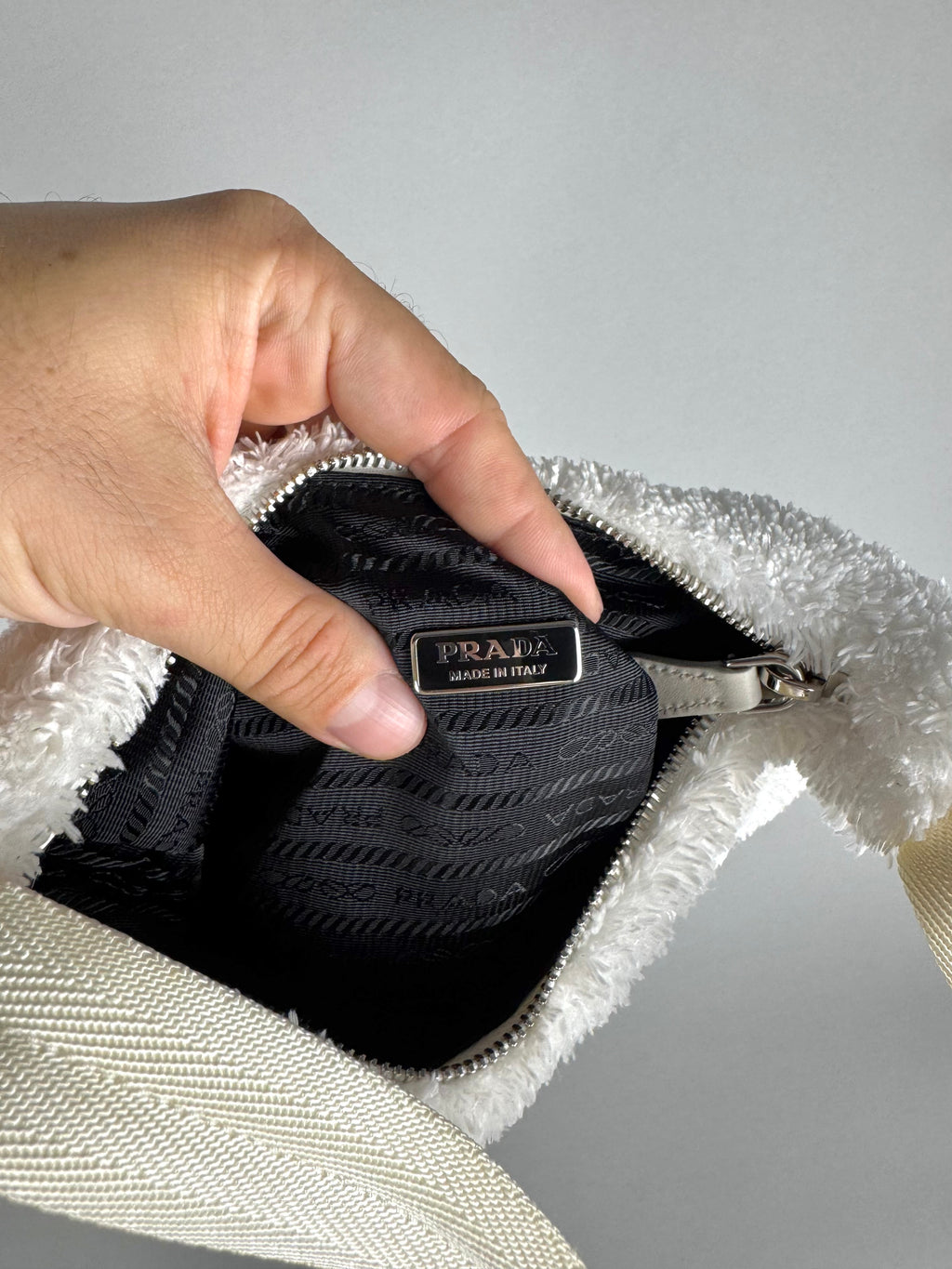 Prada Re Edition Nylon Fur White