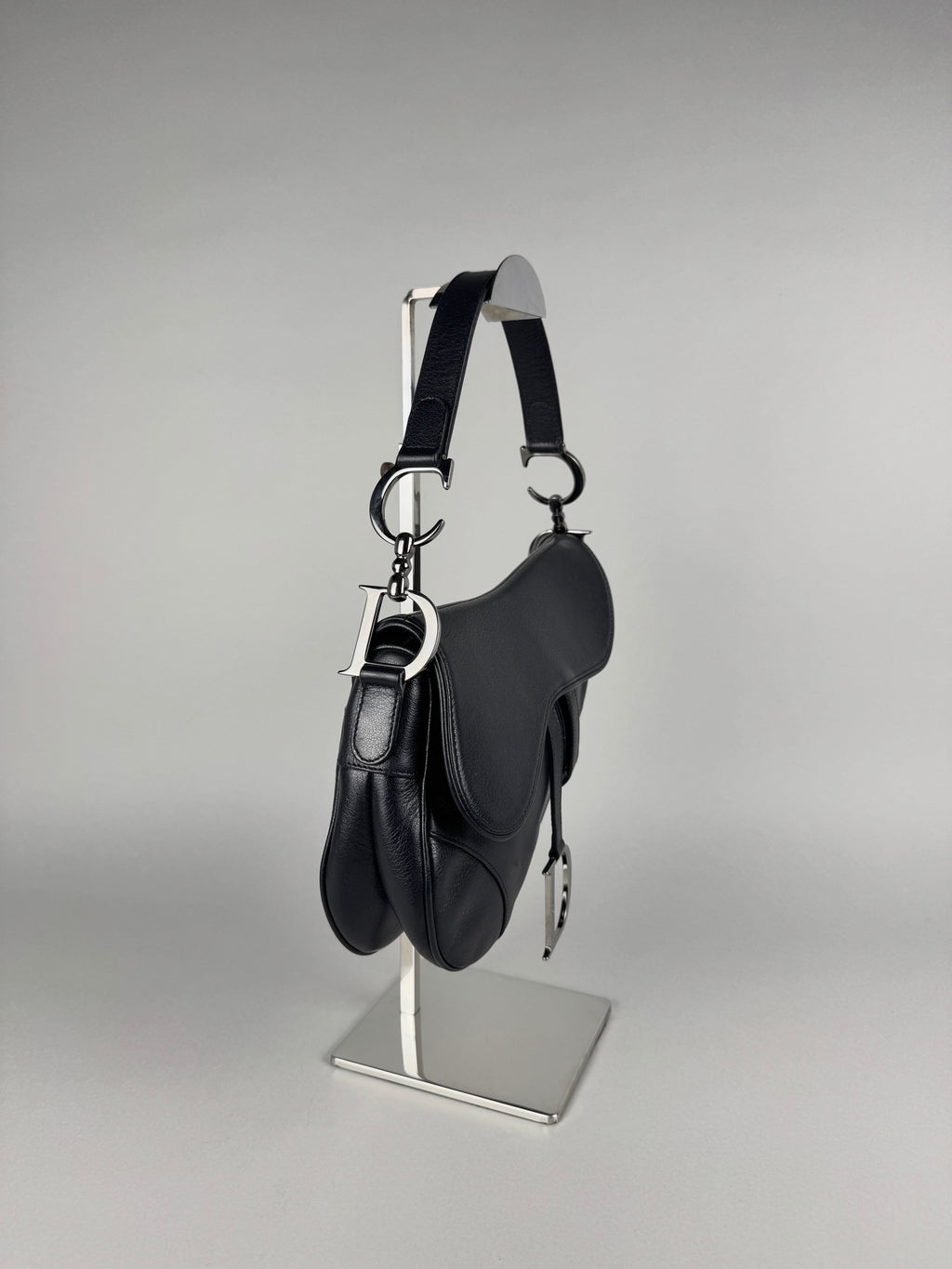Christian Dior Black Leather Saddle Bag