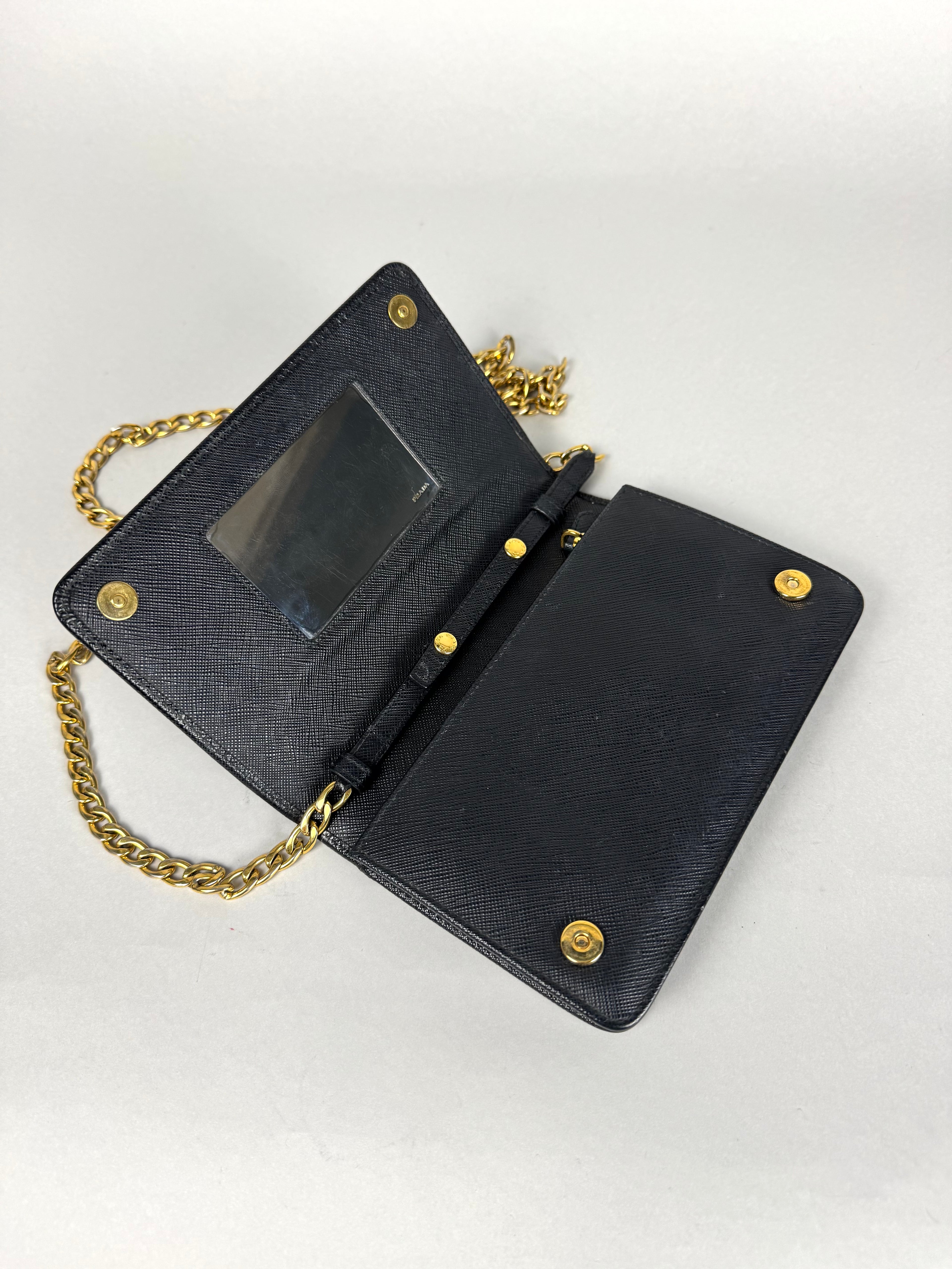 Prada Saffiano Chain Leather Black
