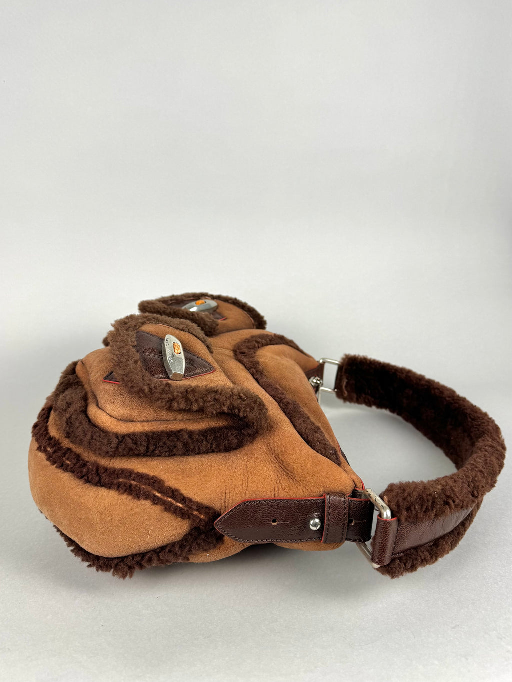 Marc Jacobs Brown Shearling Suede Pocket Shoulder
