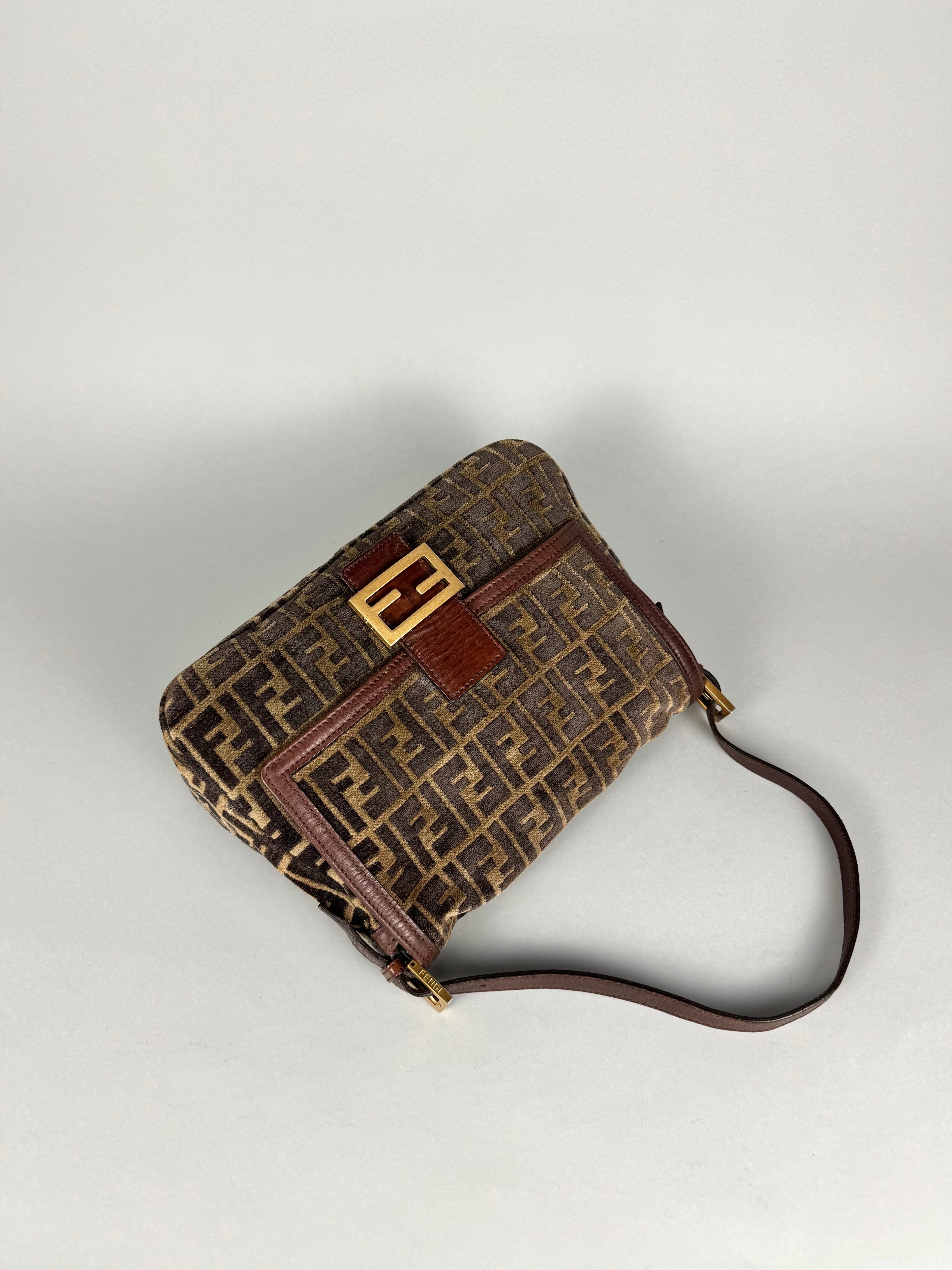 Fendi Mamma Baguette Monogram Zucca Velour
