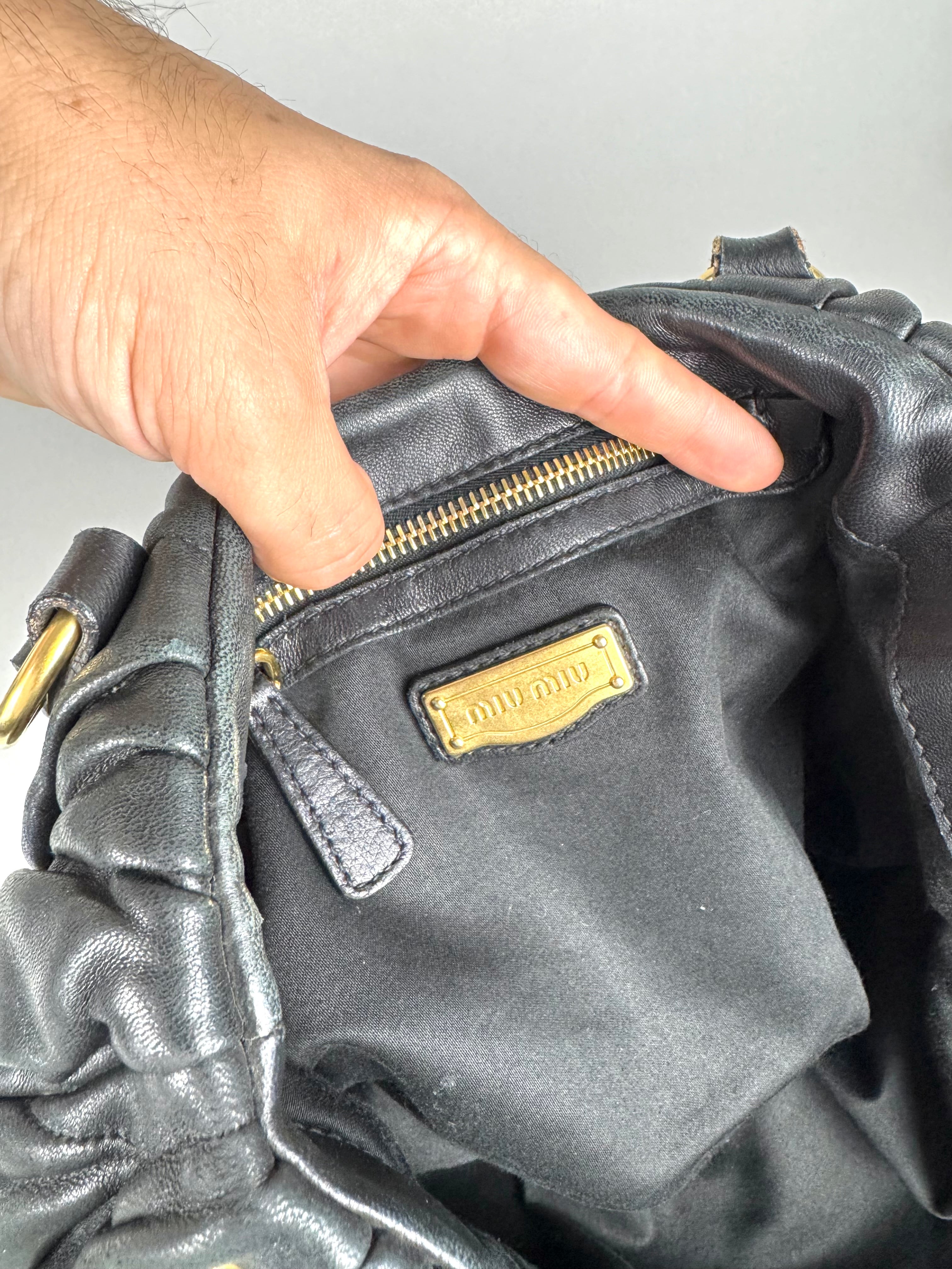 Miu Miu Coffer Matelasse Lambskin Leather Black