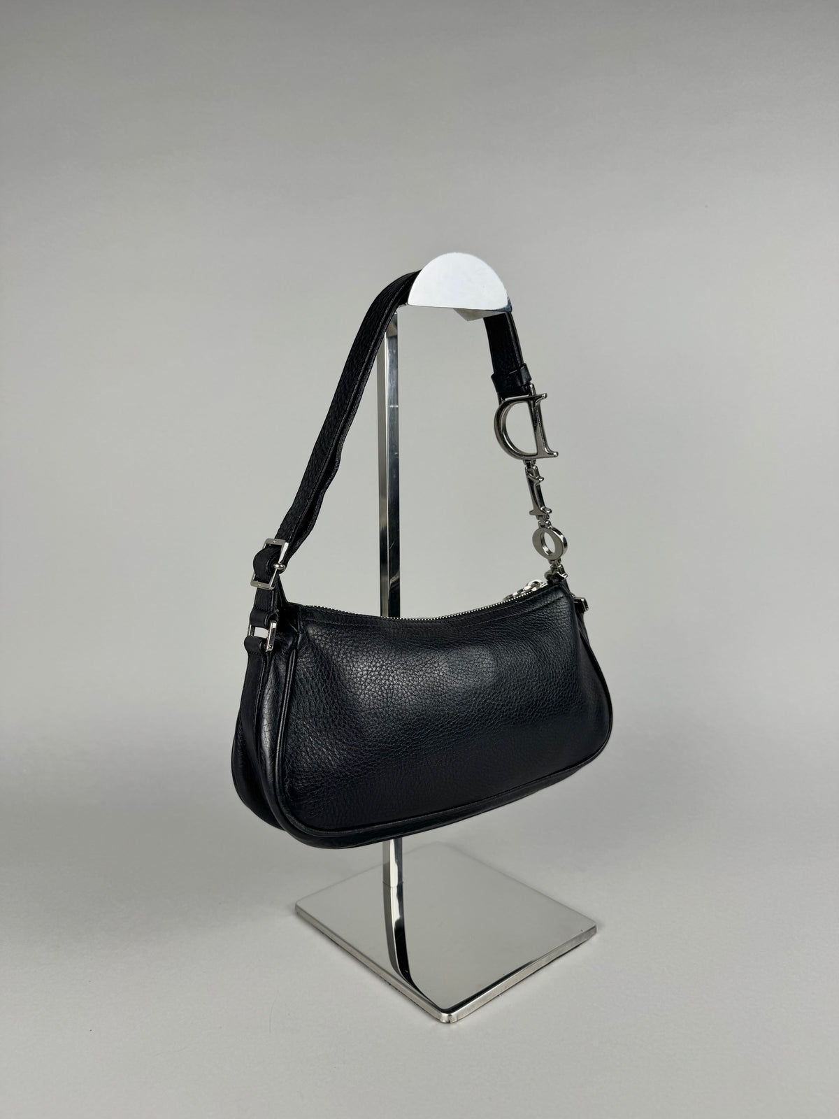 Christian Dior D Charms Black Leather Pochette