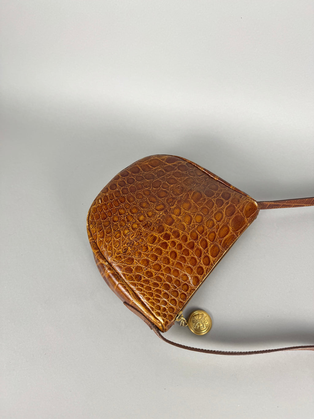 Fendi Janus Medallion Crocodile Embossed Leather Crossbody