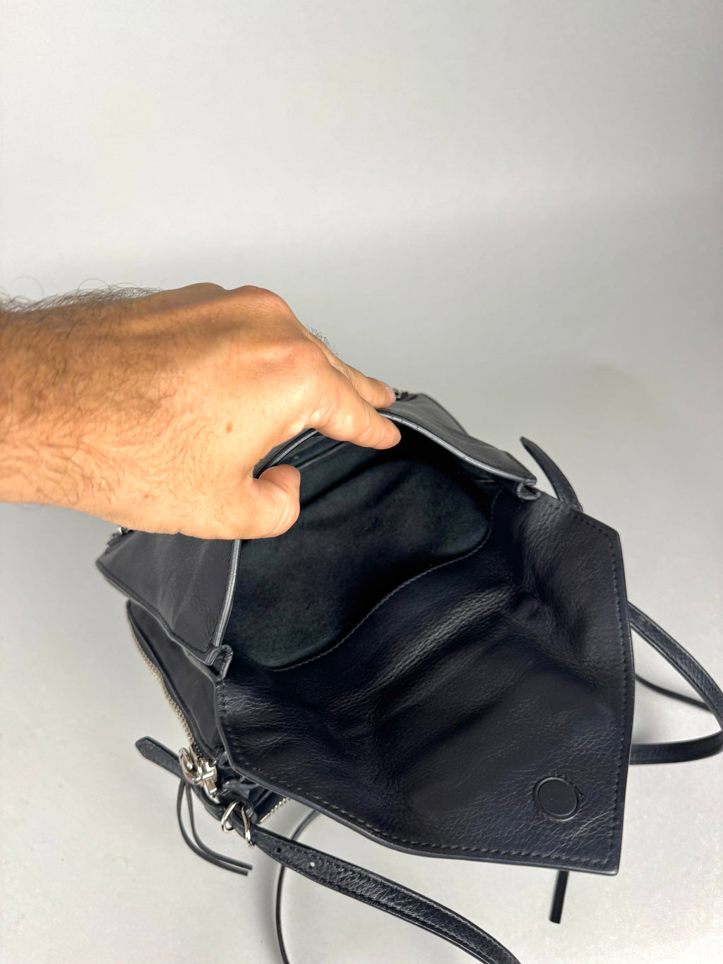 Balenciaga Black Calfskin Leather Papier Zip-Around Triple Bag