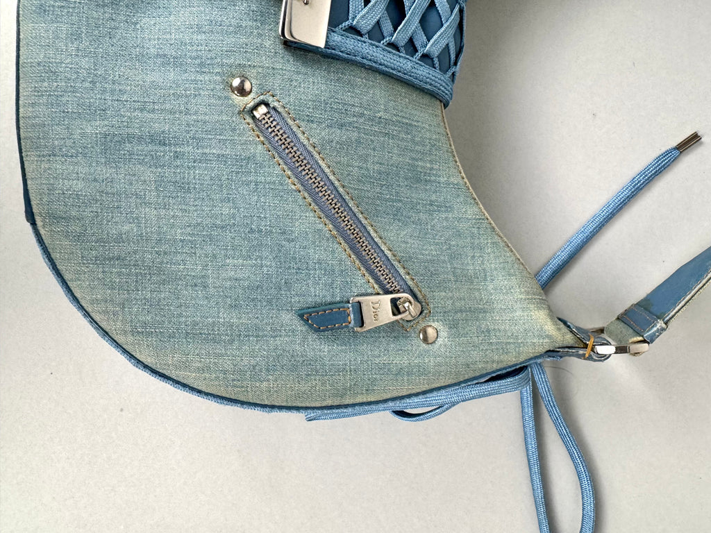Christian Dior Denim Admit It Lace Up Corset Blue