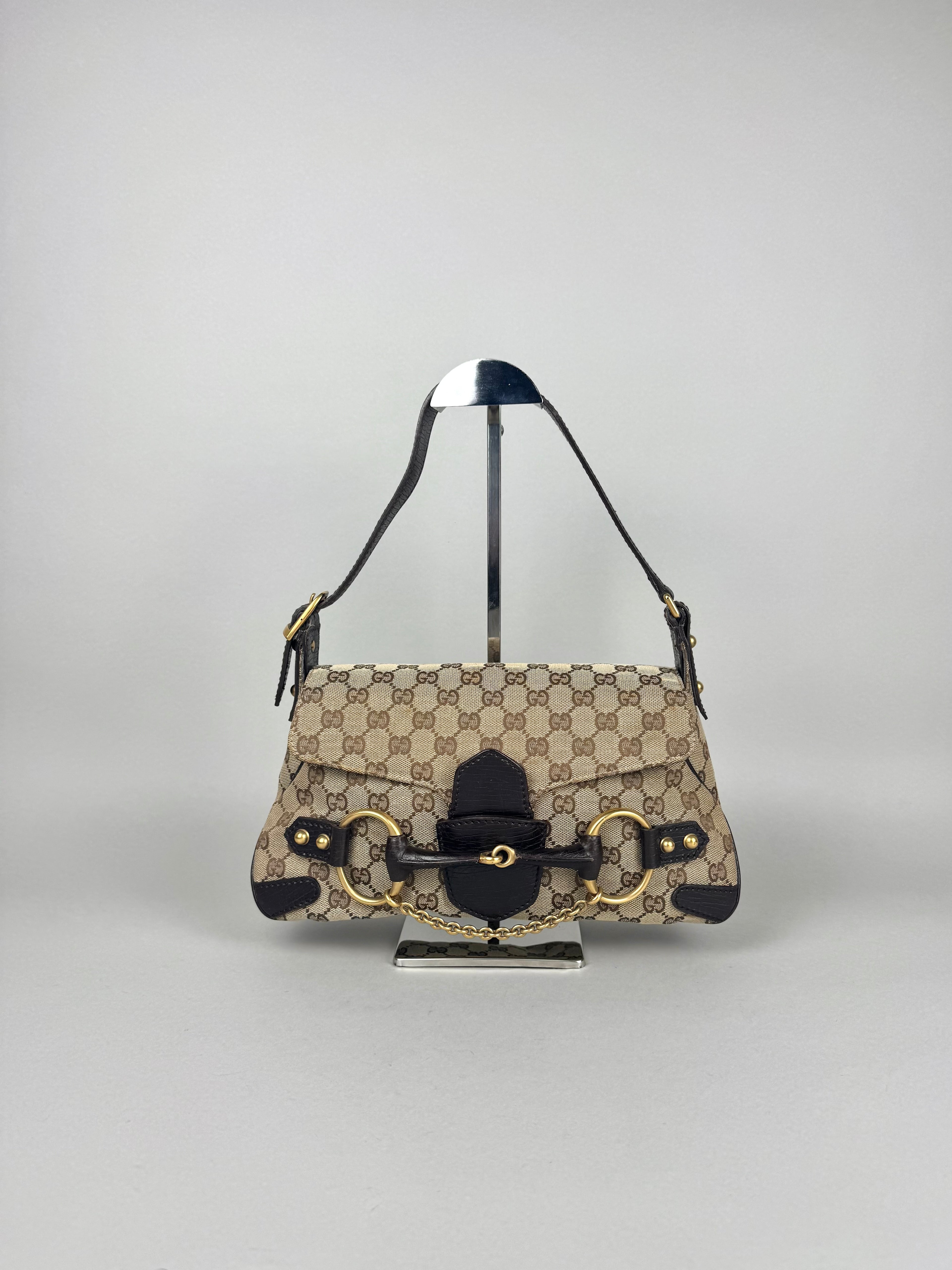 Gucci Monogram Horsebit Chain Flap Brown