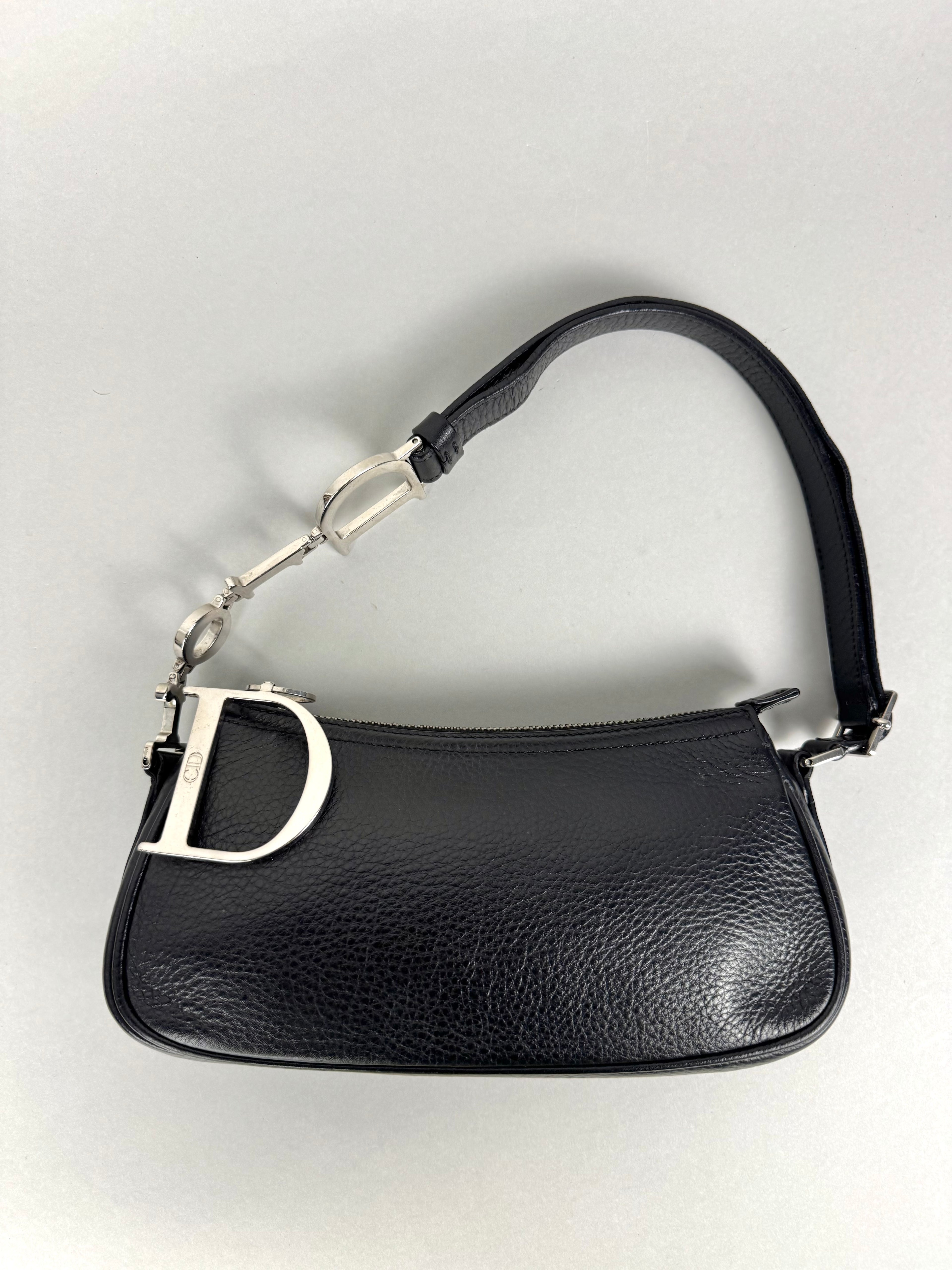Christian Dior D Charms Black Leather Pochette