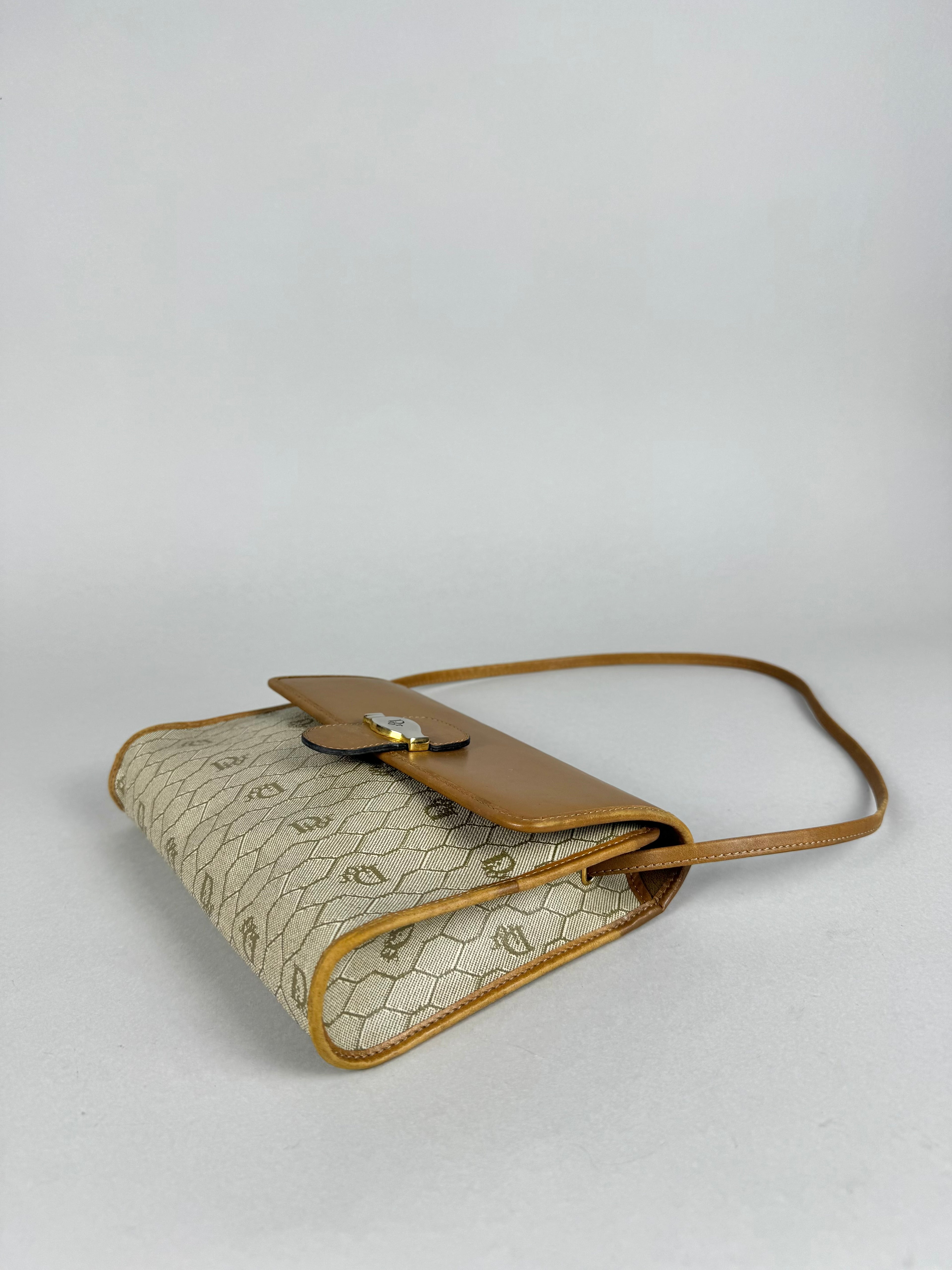Christian Dior 20th Century Honeycomb Leather and Canvas