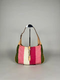 Gucci Jackie O 1961 Raffia and Leather Striped Shoulder