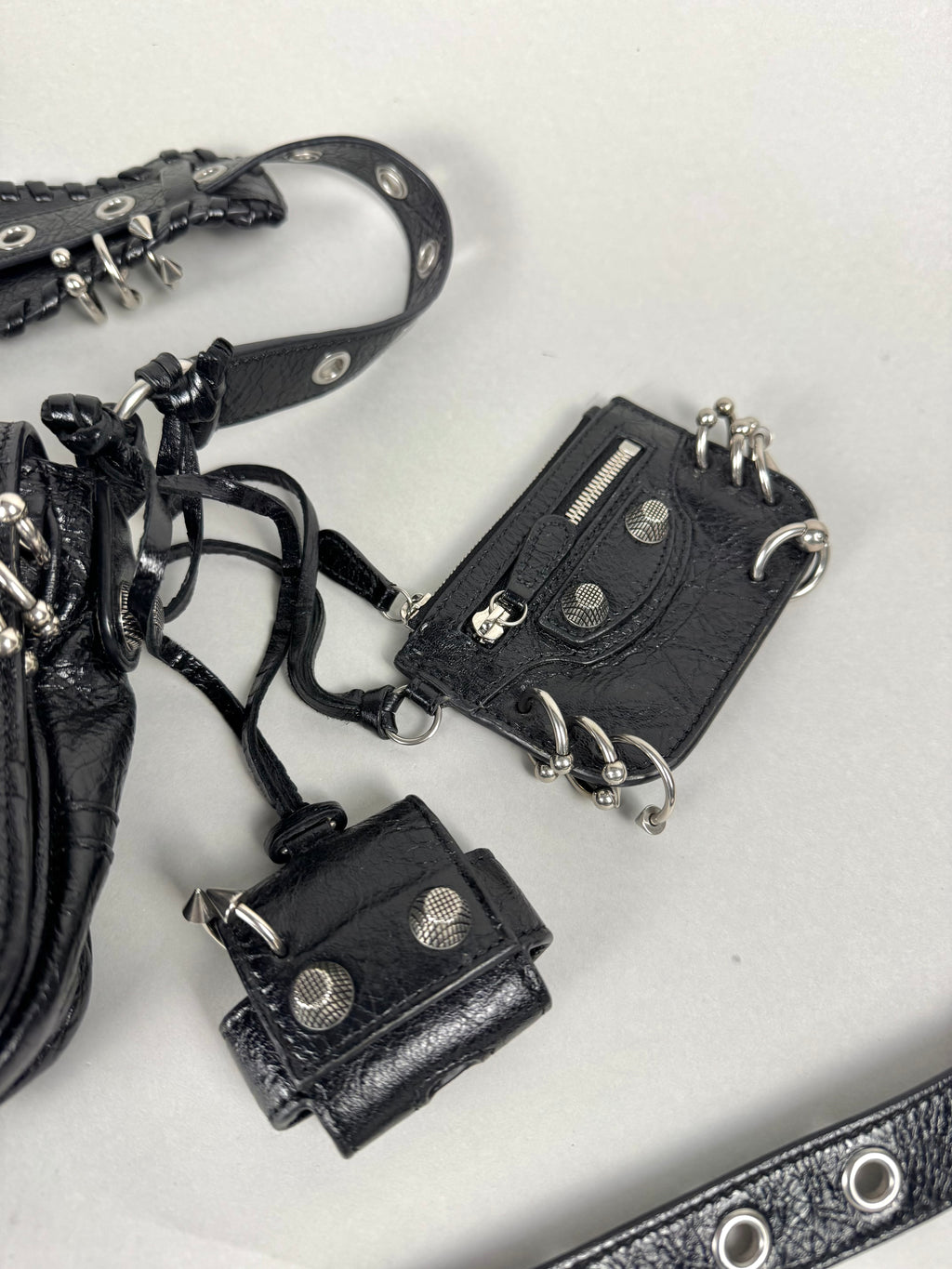 Balenciaga Agneau Arena XS Piercing Le Cagole Flap Bag Leather Black