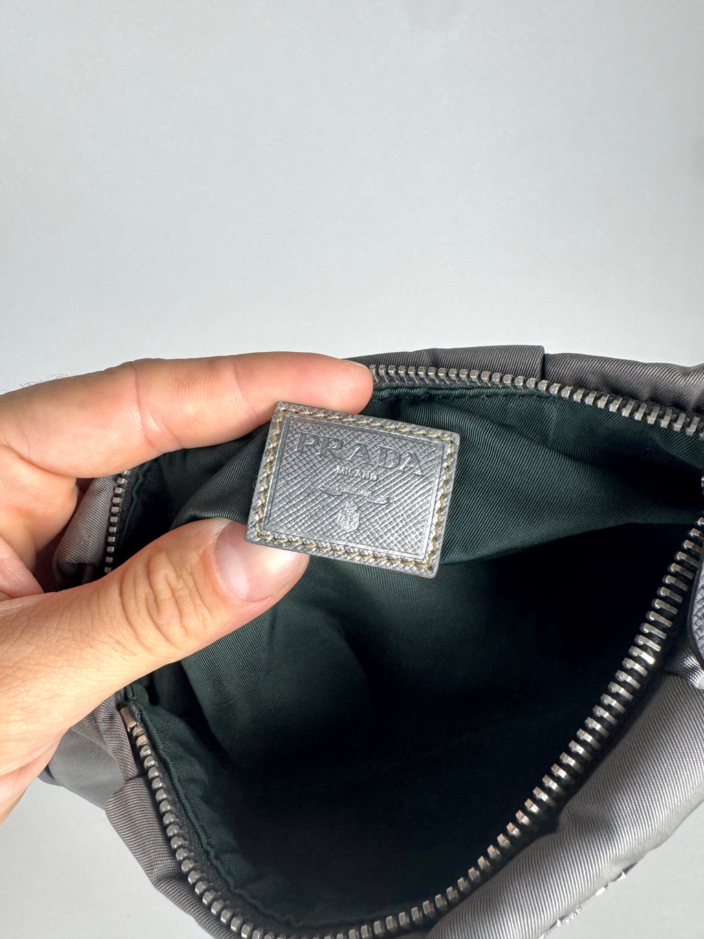 Prada Grey Nylon Clutch