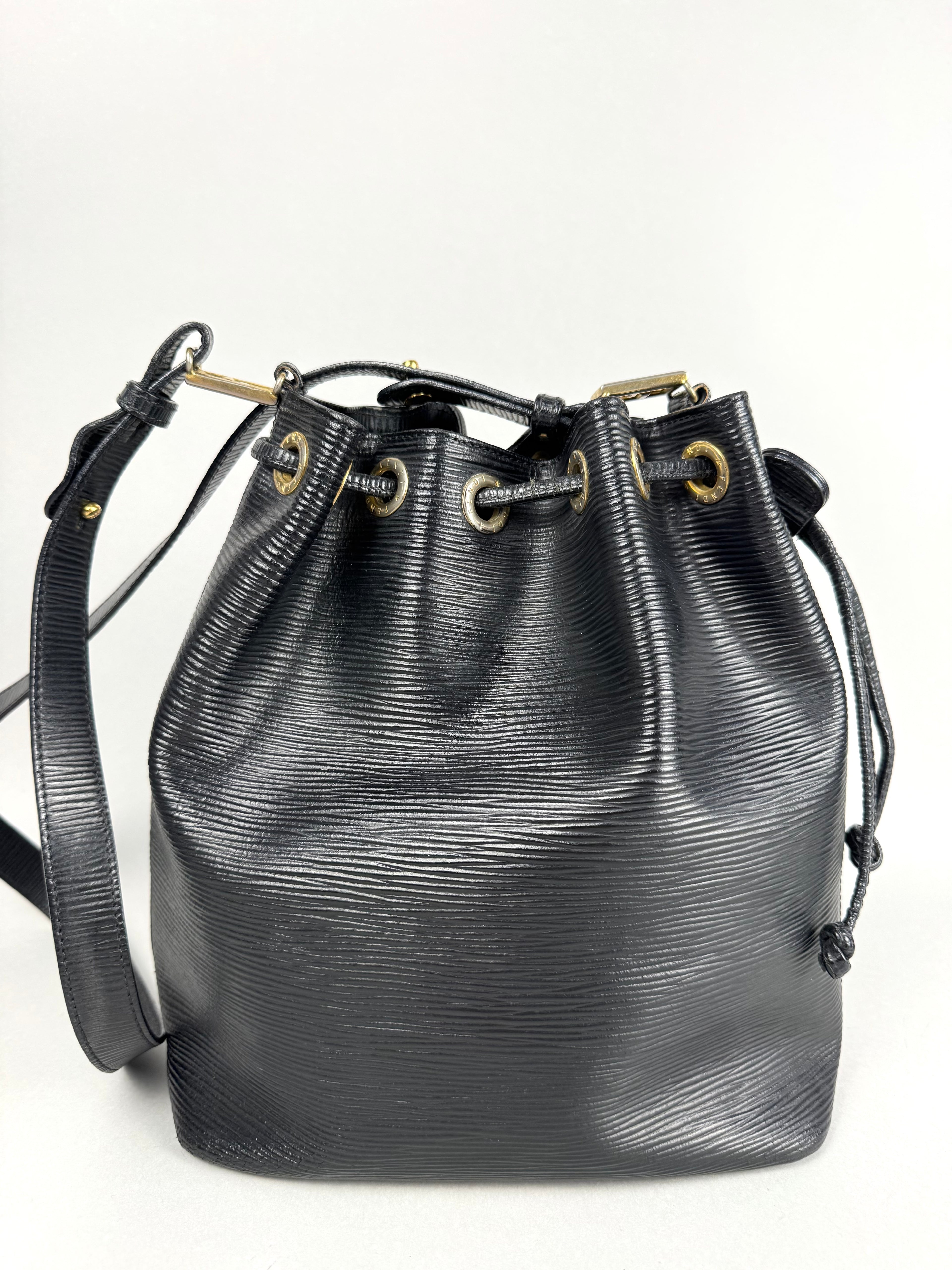 Fendi Bucket Black Epi Leather with Pouch
