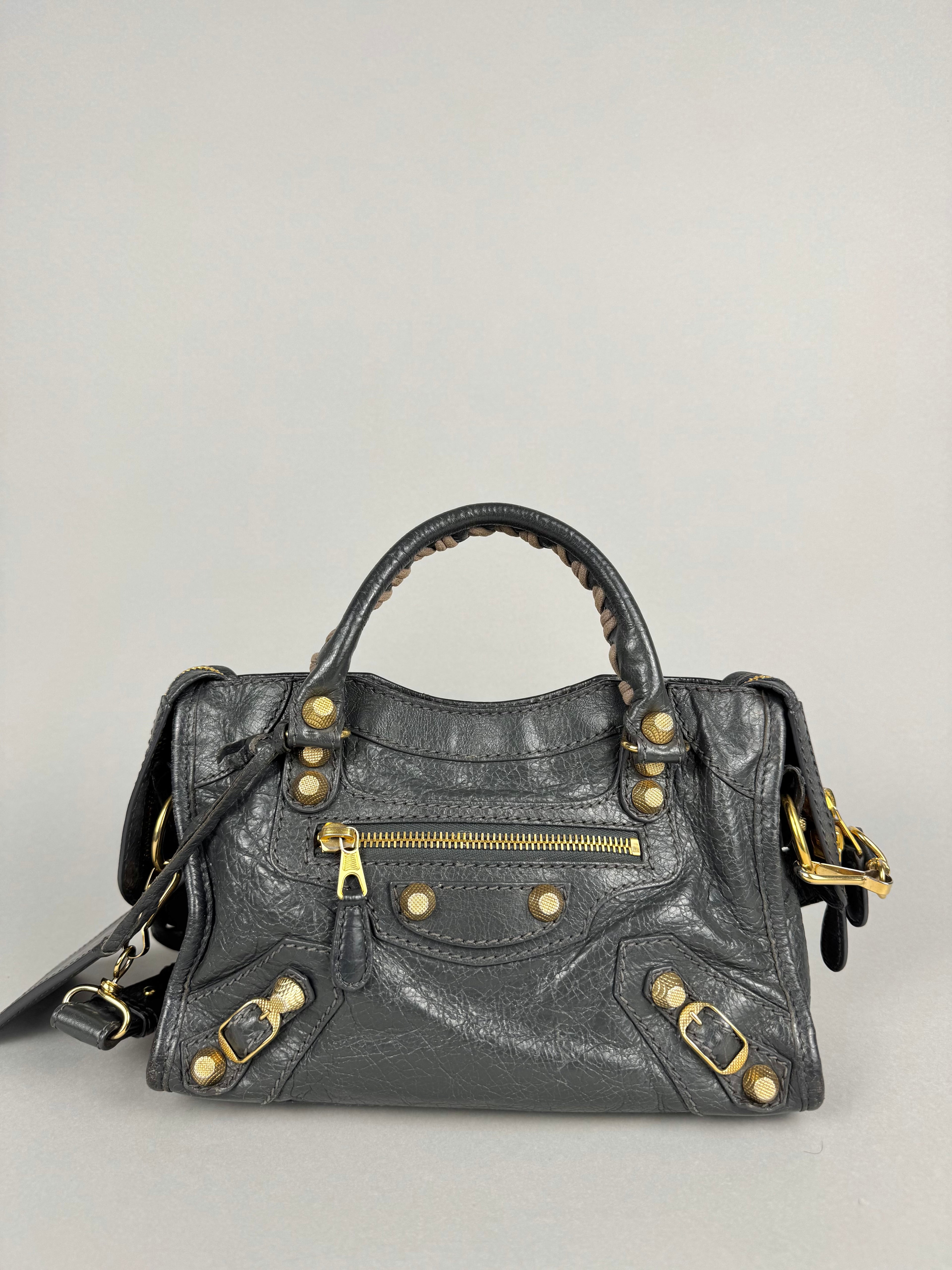 Balenciaga Agneau Mini City Gray Leather