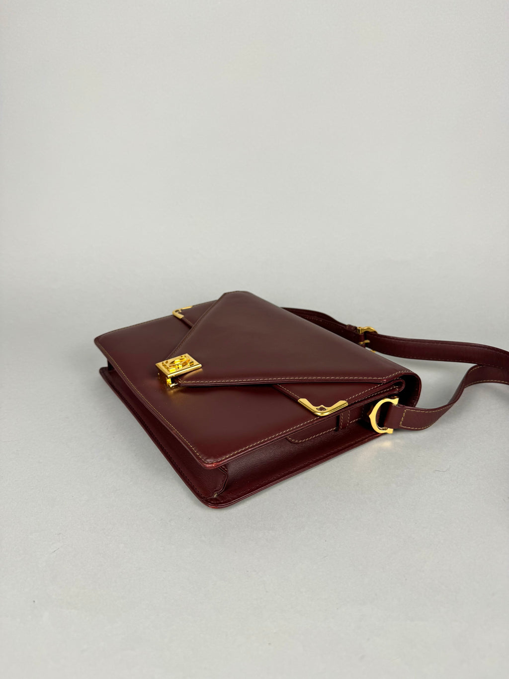 Cartier Classic Calfskin Leather Burgundy Envelope Double Flap