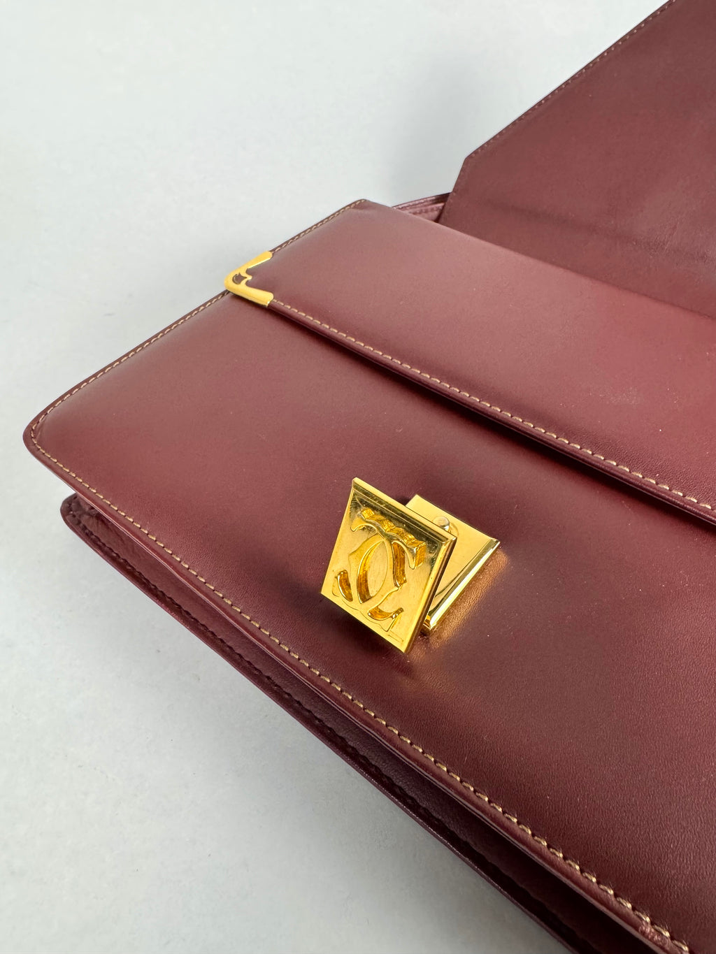 Cartier Classic Calfskin Leather Burgundy Envelope Double Flap