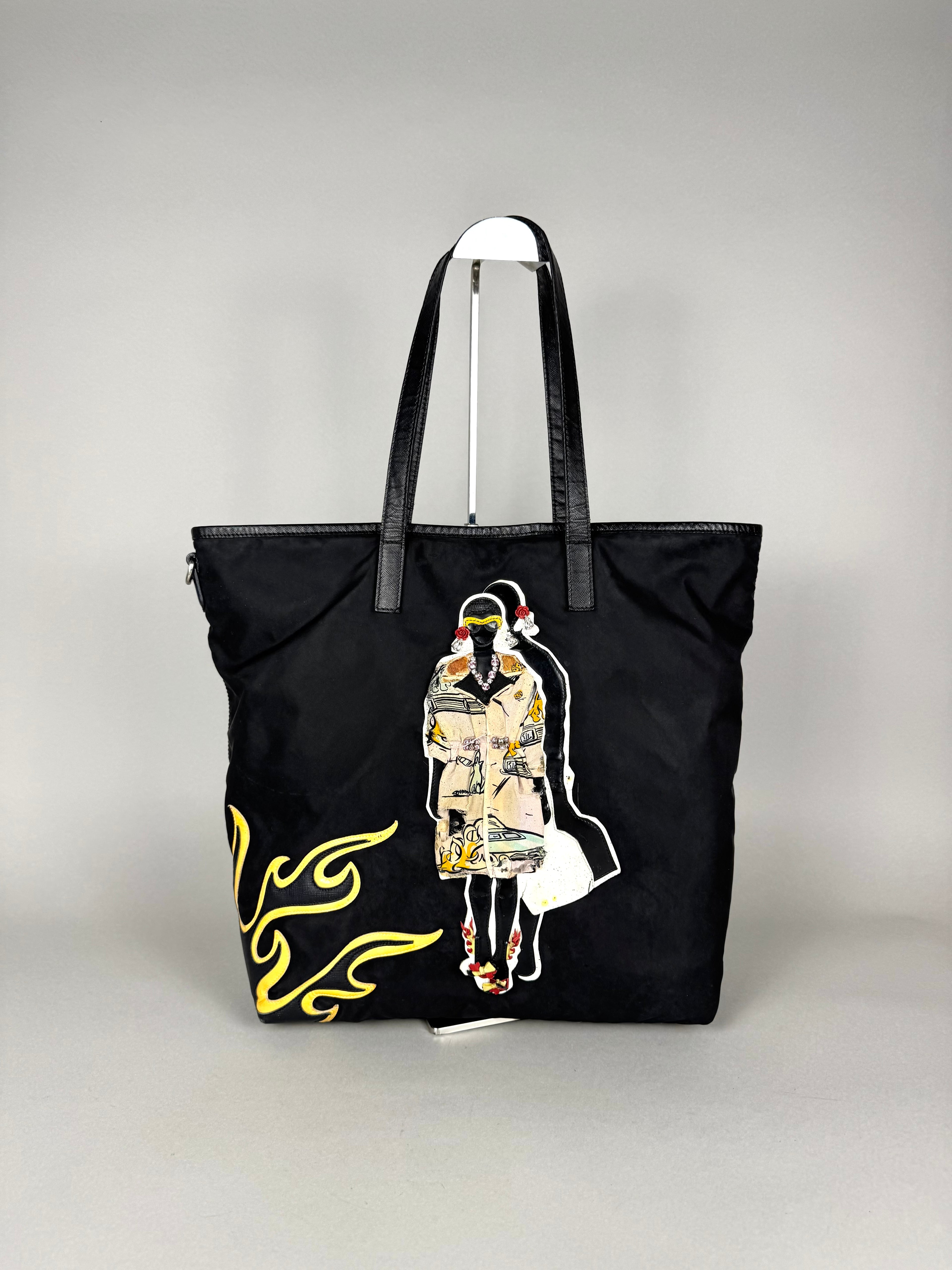 Prada Robot Nylon Black Tote