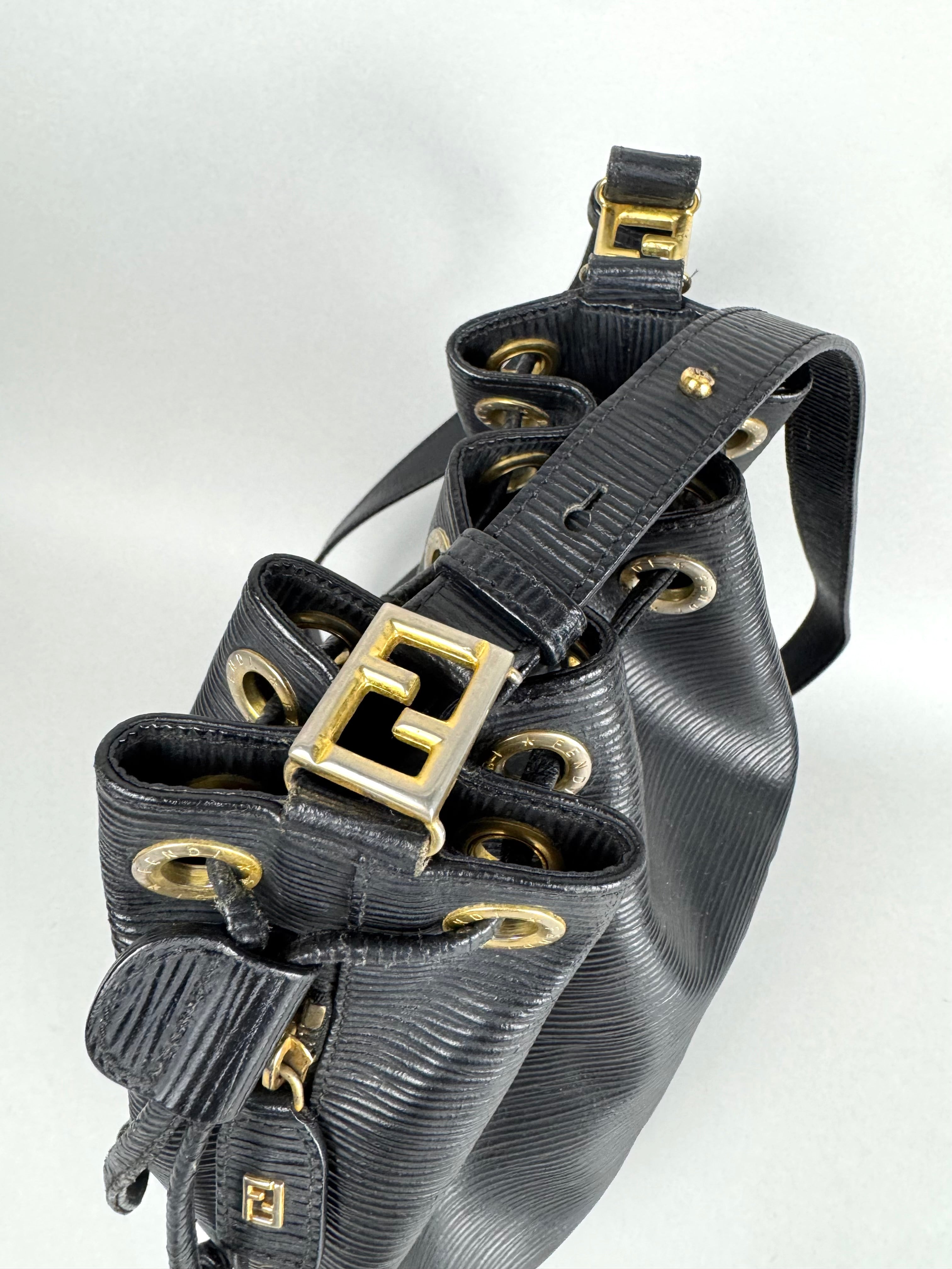Fendi Bucket Black Epi Leather with Pouch