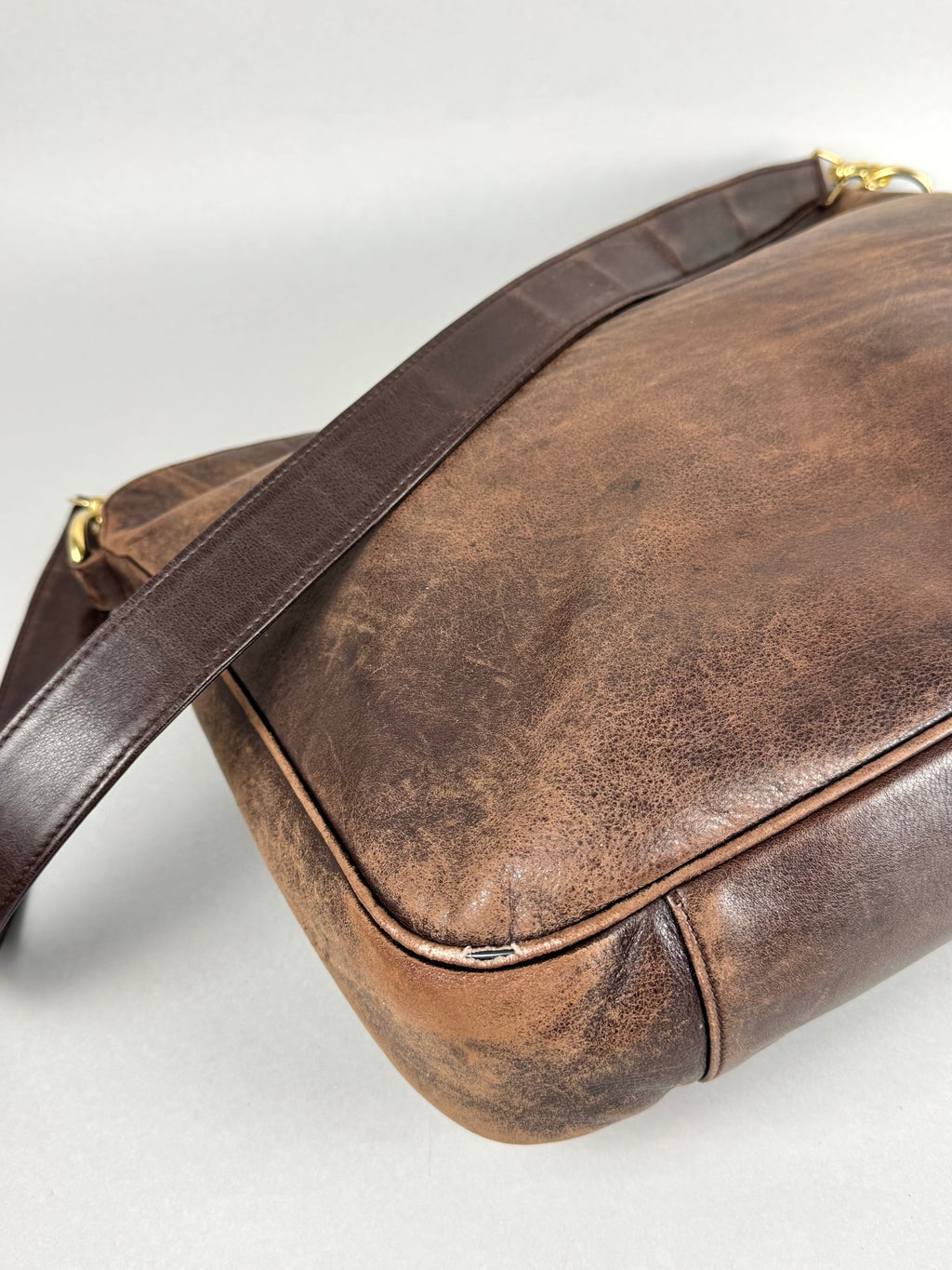 Gucci Toned Brown Leather Large Crossbody