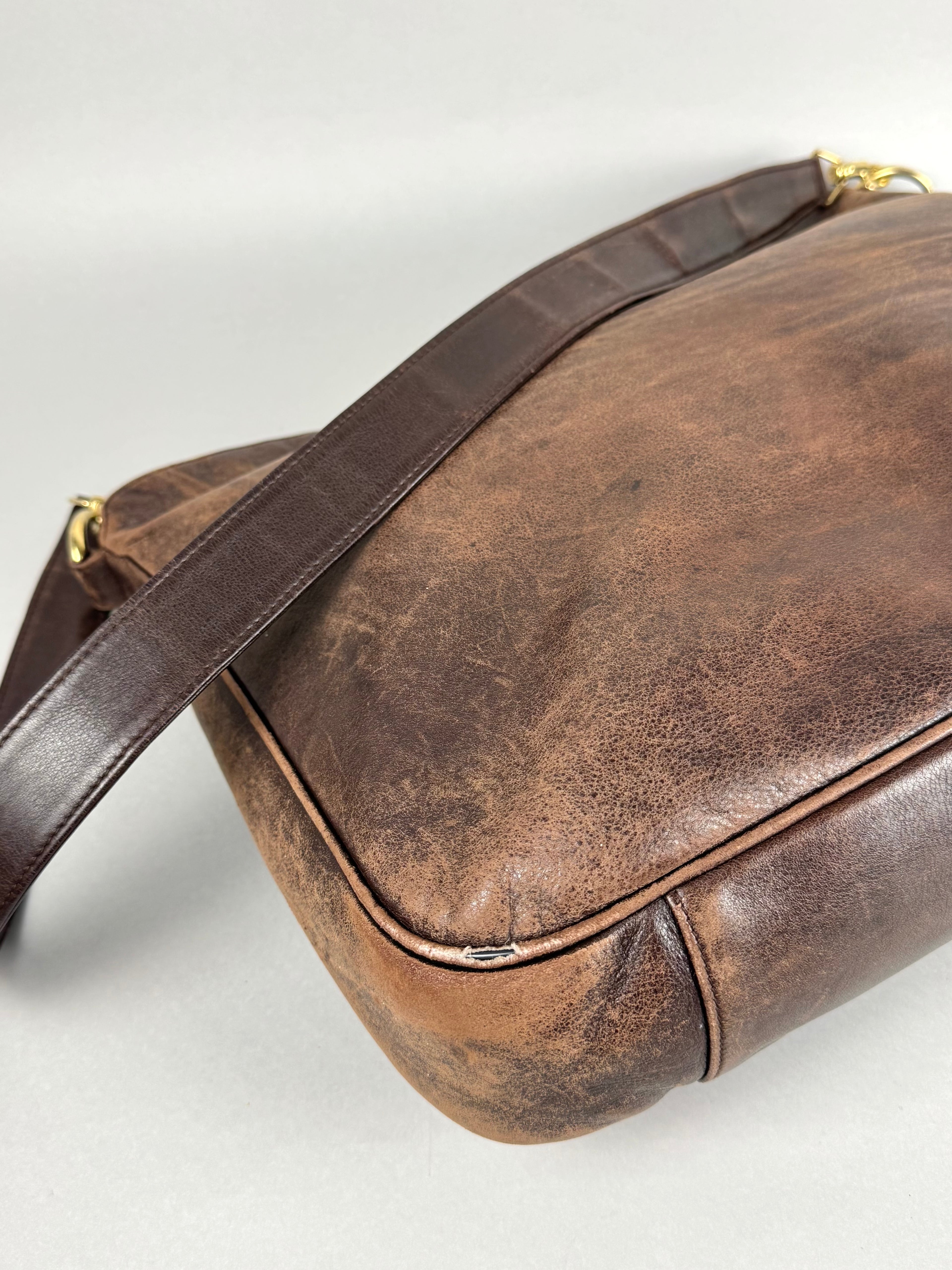 Gucci Toned Brown Leather Large Crossbody
