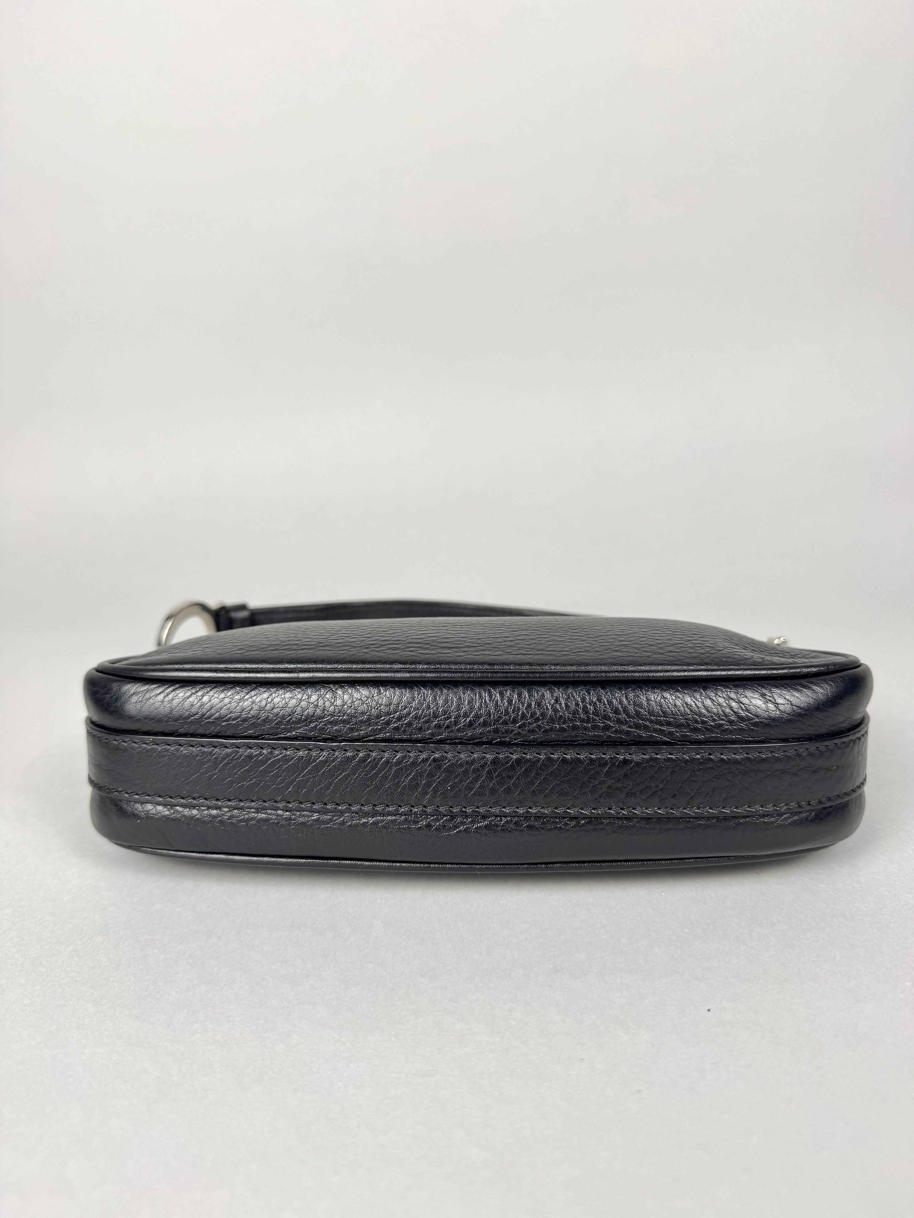 Christian Dior D Charms Black Leather Pochette