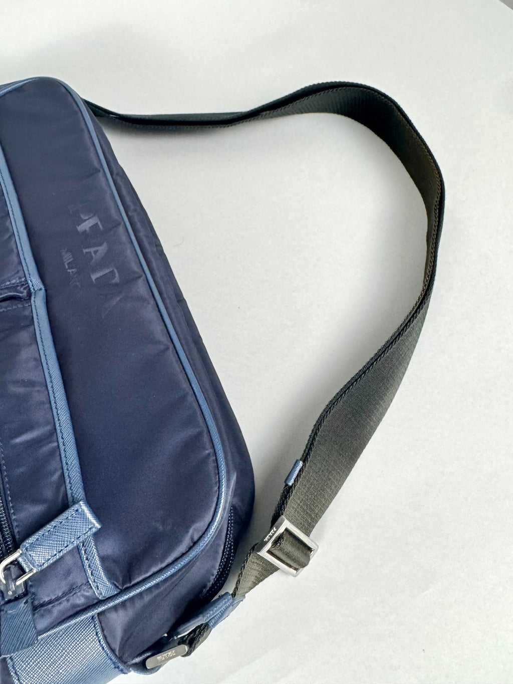 Prada Nylon Messenger Bag Navy