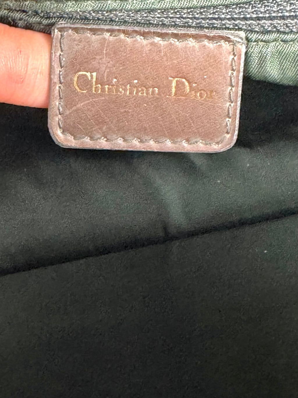 Christian Dior Monogram Double Saddle Patent Green
