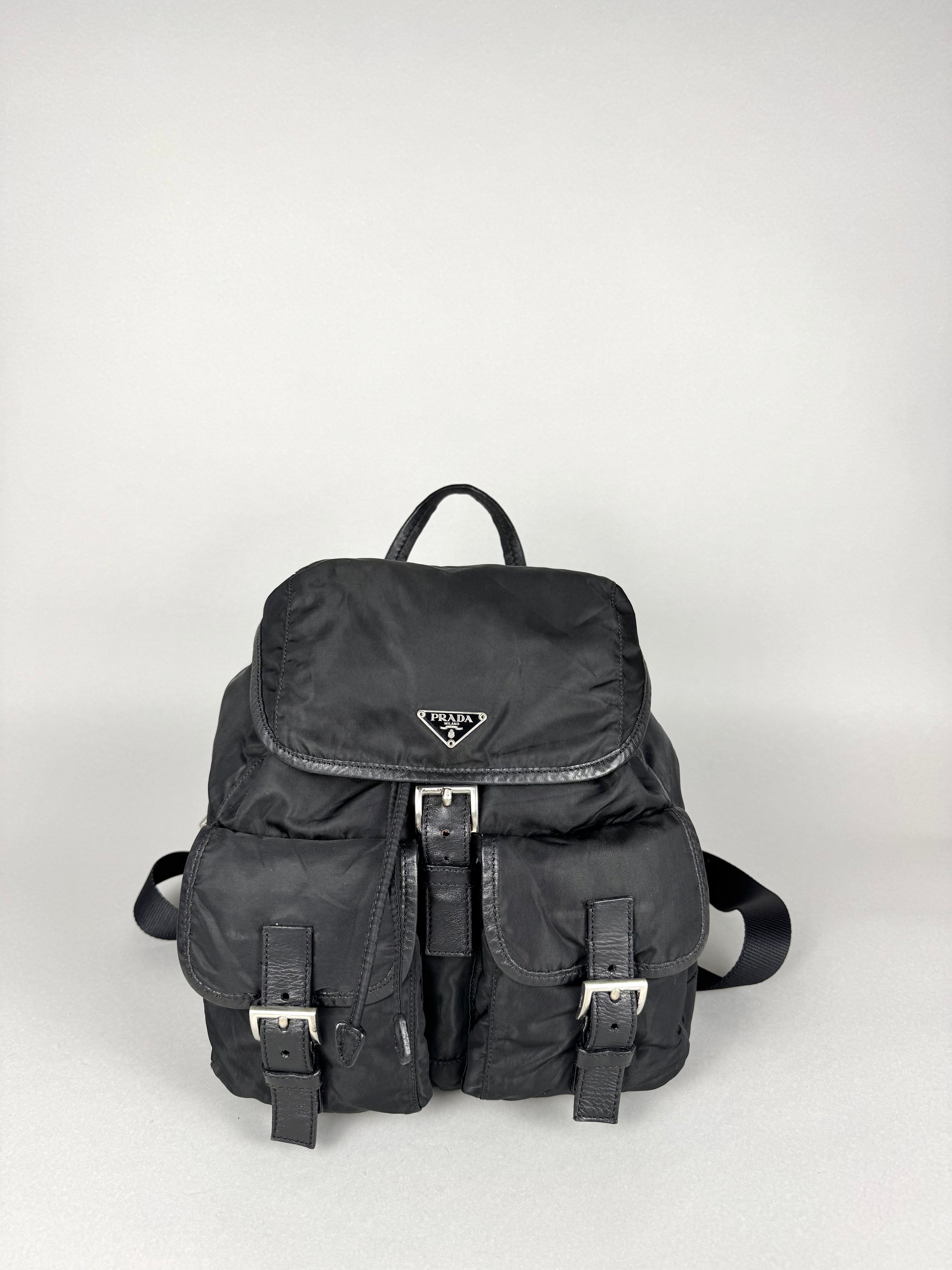 Prada Black Nylon and Leather Backpack
