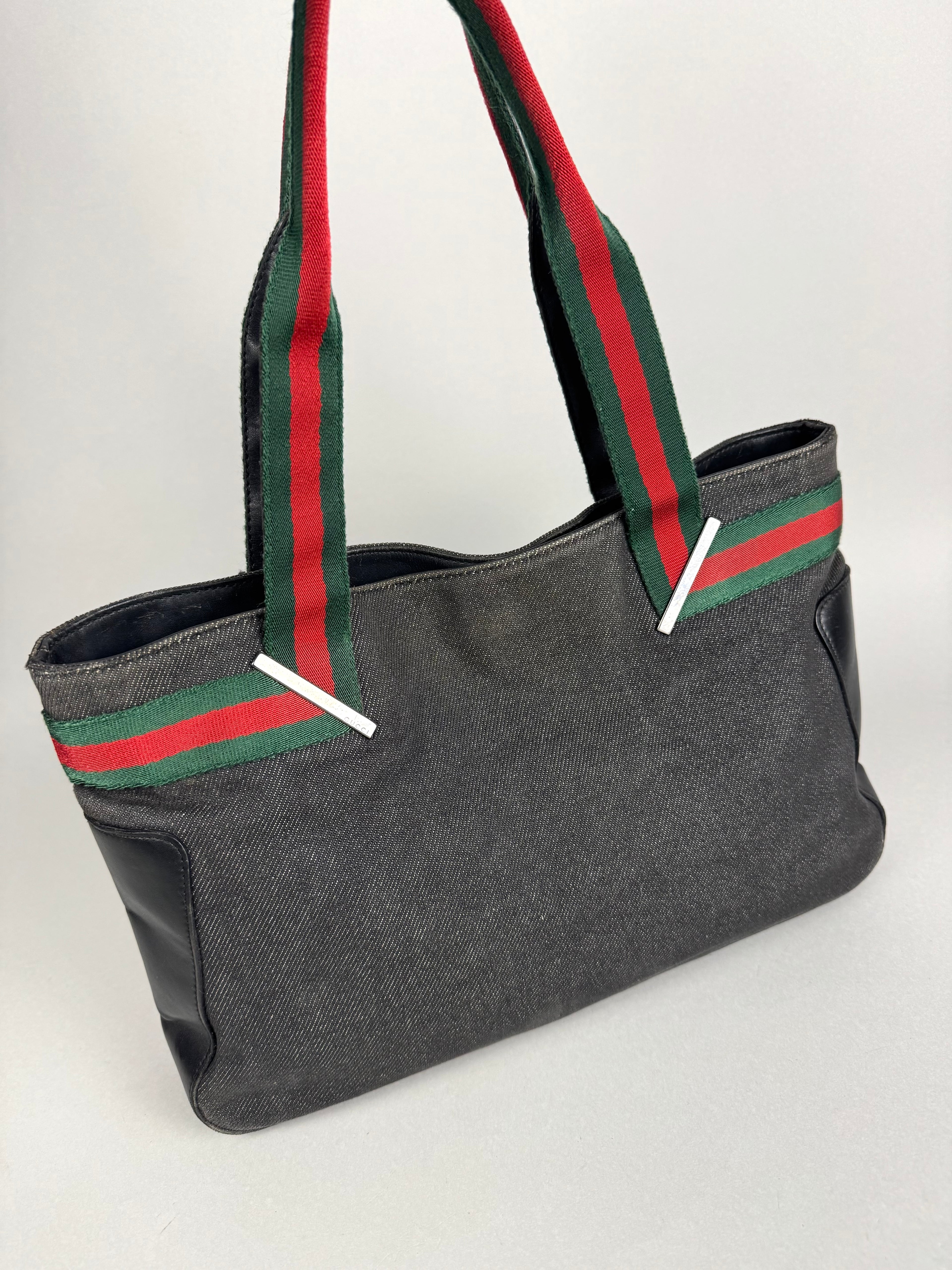 Gucci Denim Web Tote