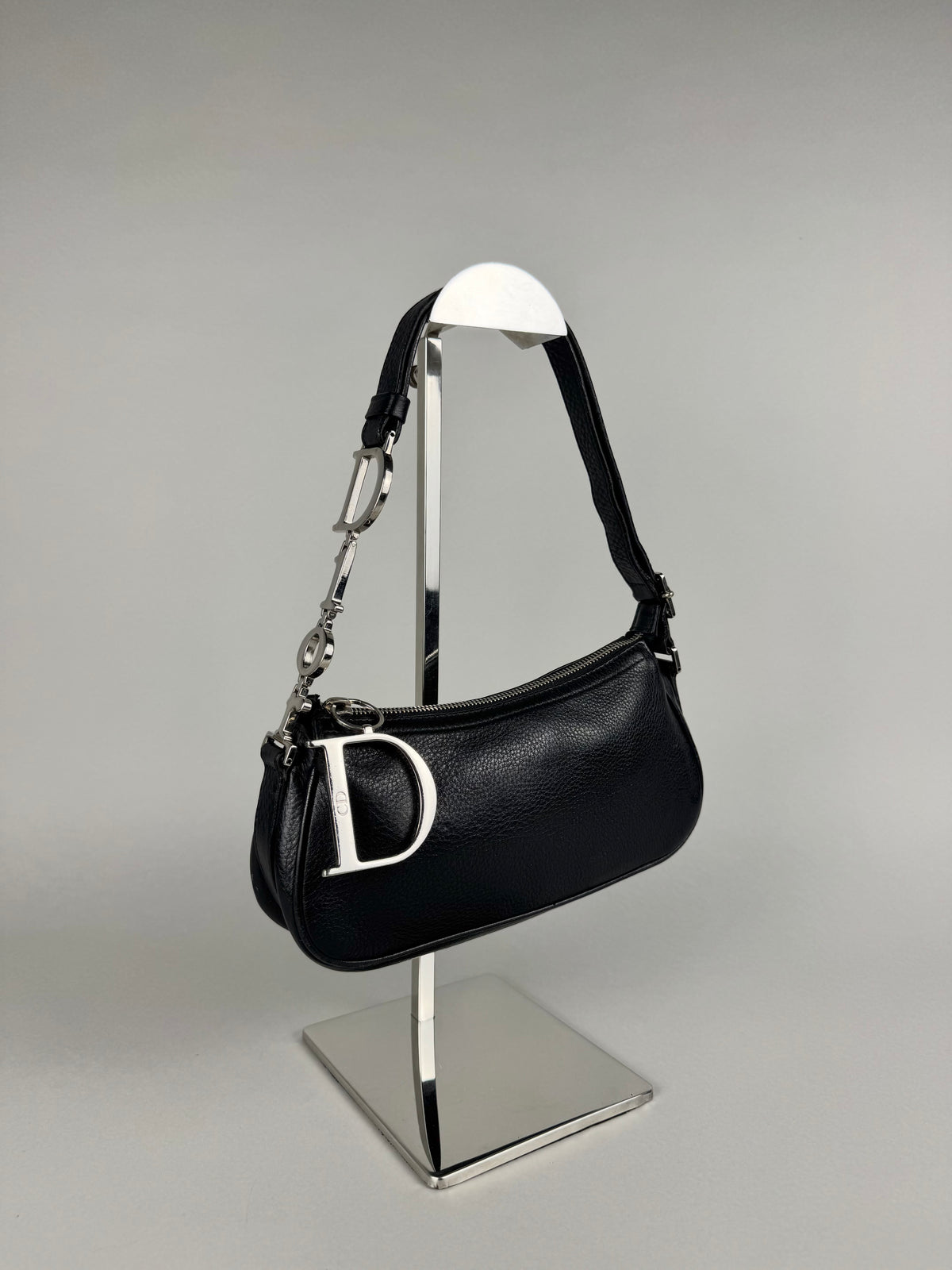 Christian Dior D Charms Black Leather Pochette