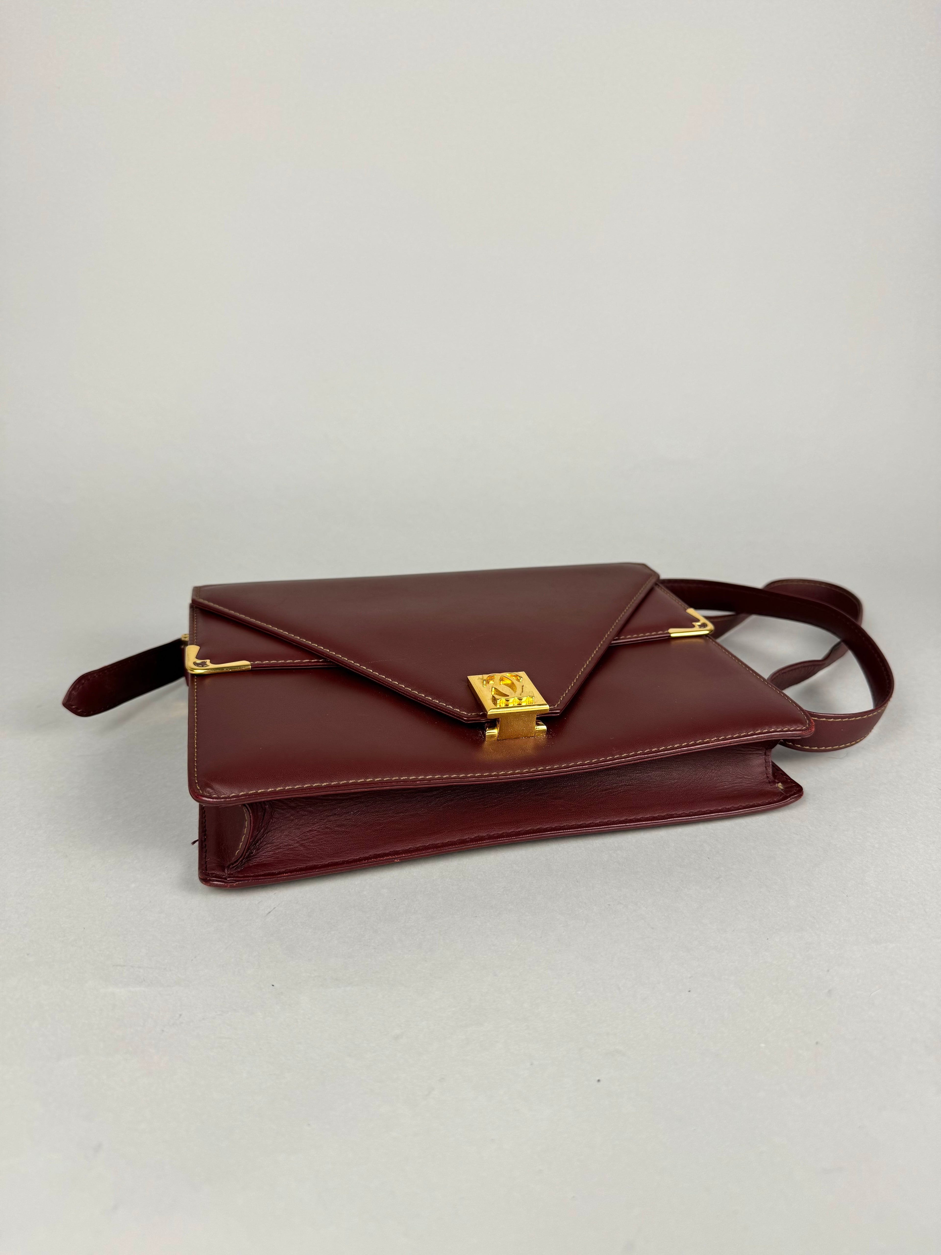 Cartier Classic Calfskin Leather Burgundy Envelope Double Flap