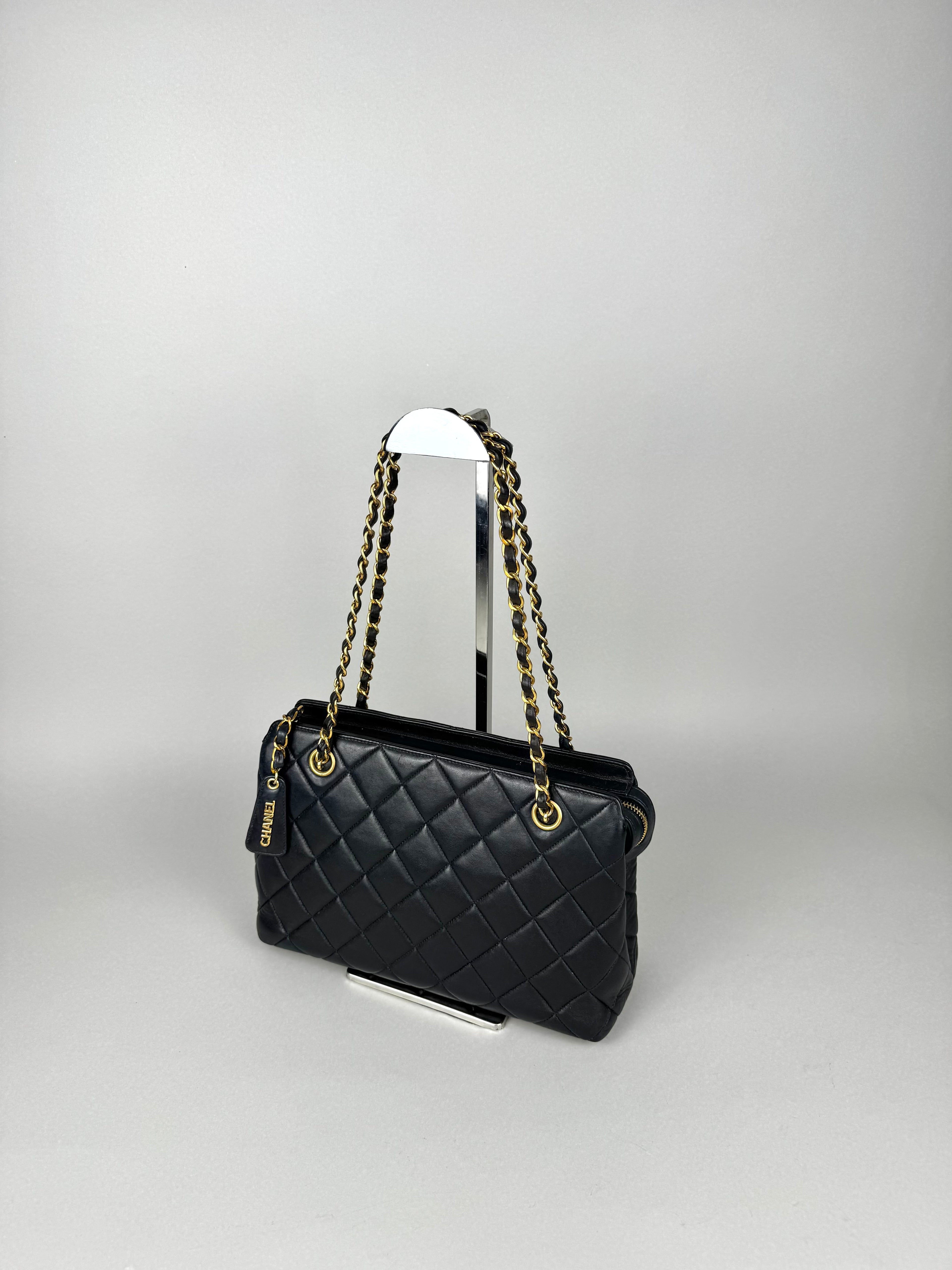 Chanel Matelasse Chain Lambskin Black Leather No. 4 Shoulder