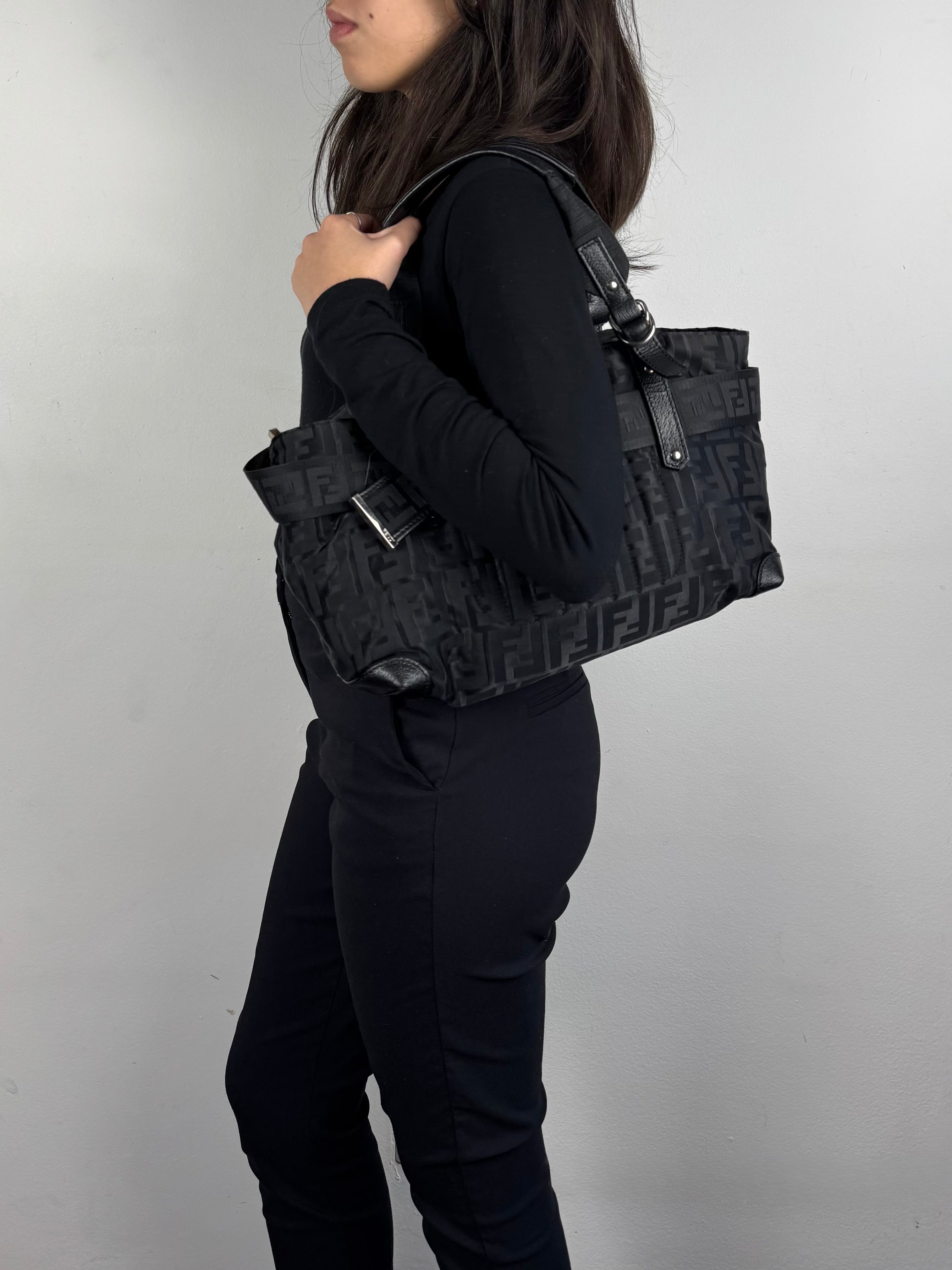 Fendi Monogram Zucca Zip Code Shoulder
