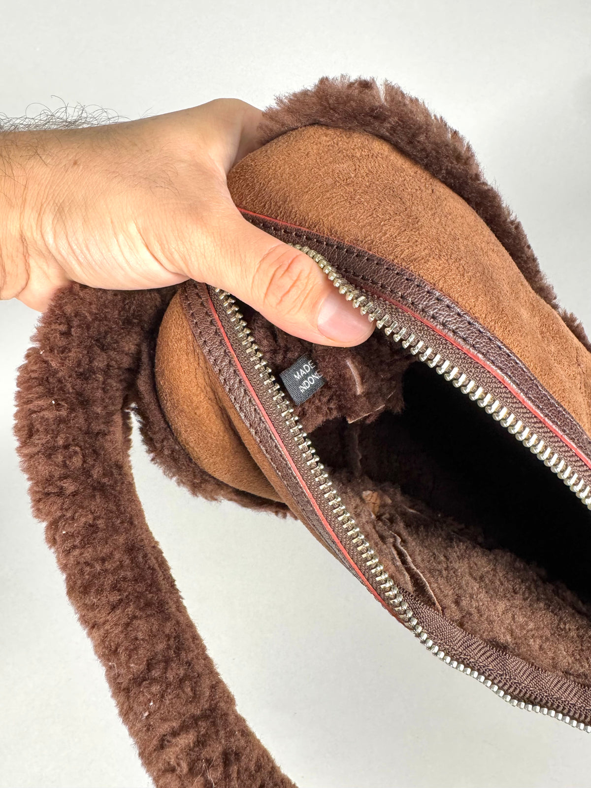 Marc Jacobs Brown Shearling Suede Pocket Shoulder