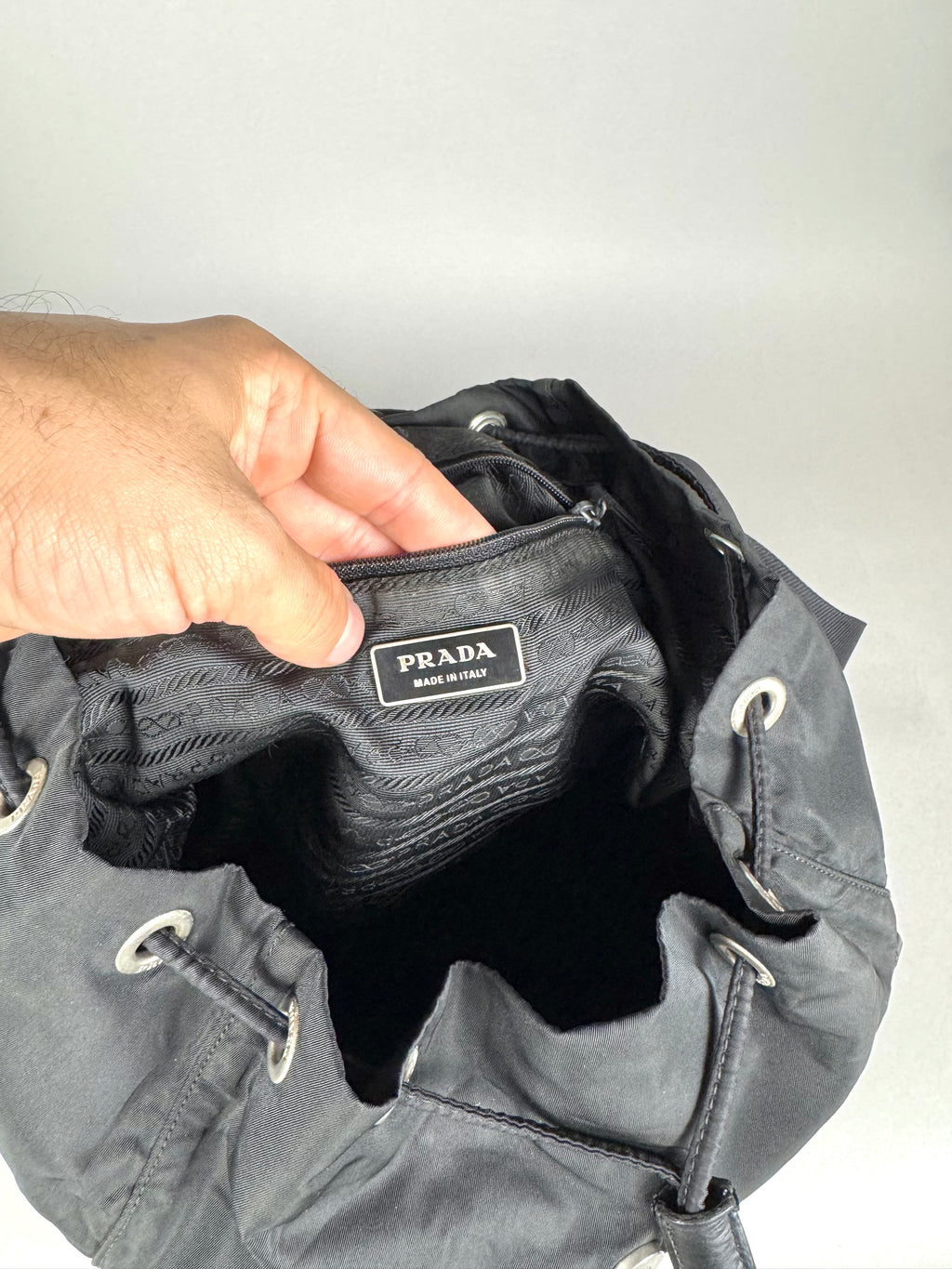Prada Black Nylon and Leather Backpack