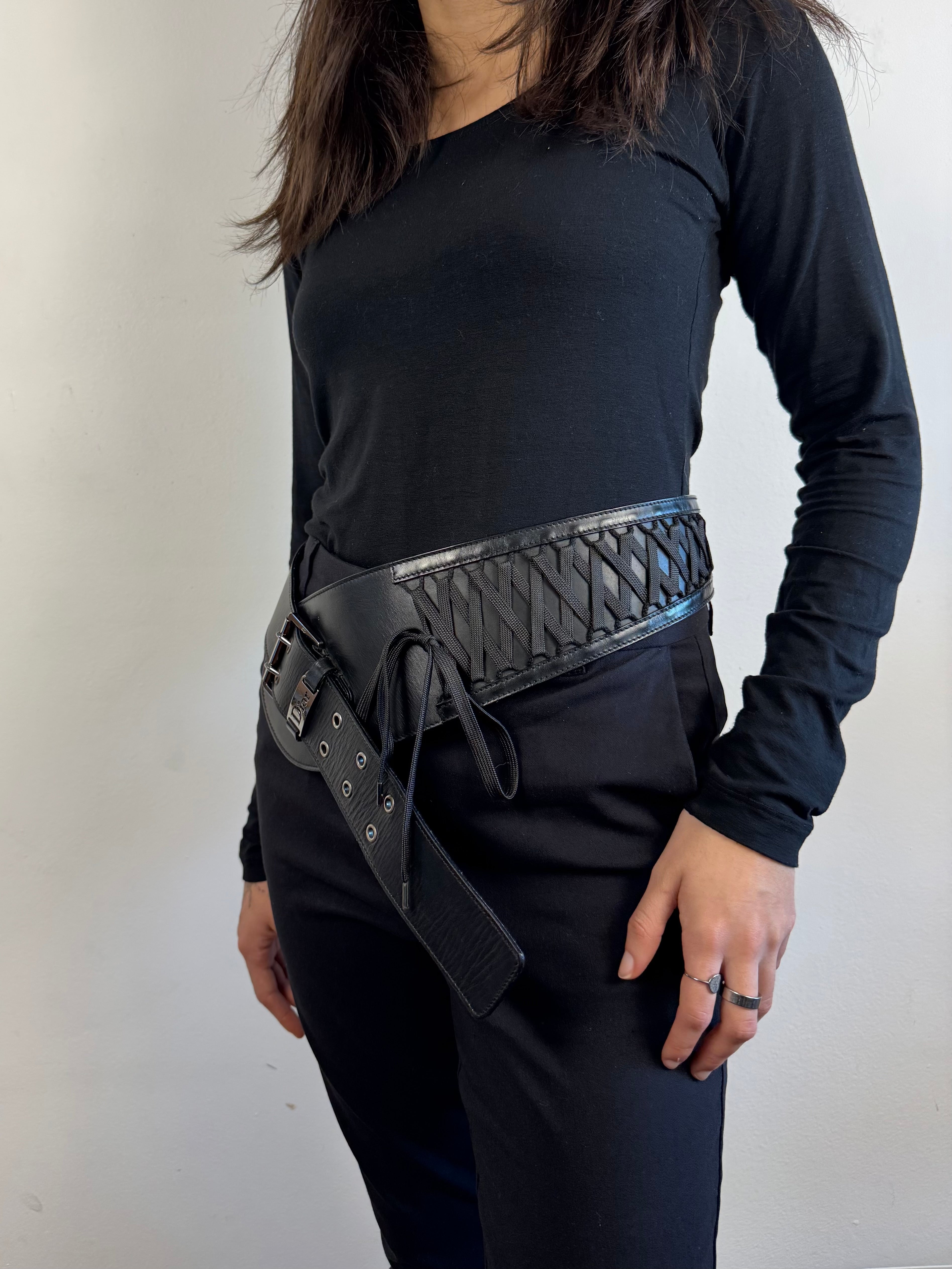 Christian Dior Admit it Corset Black Leather Belt