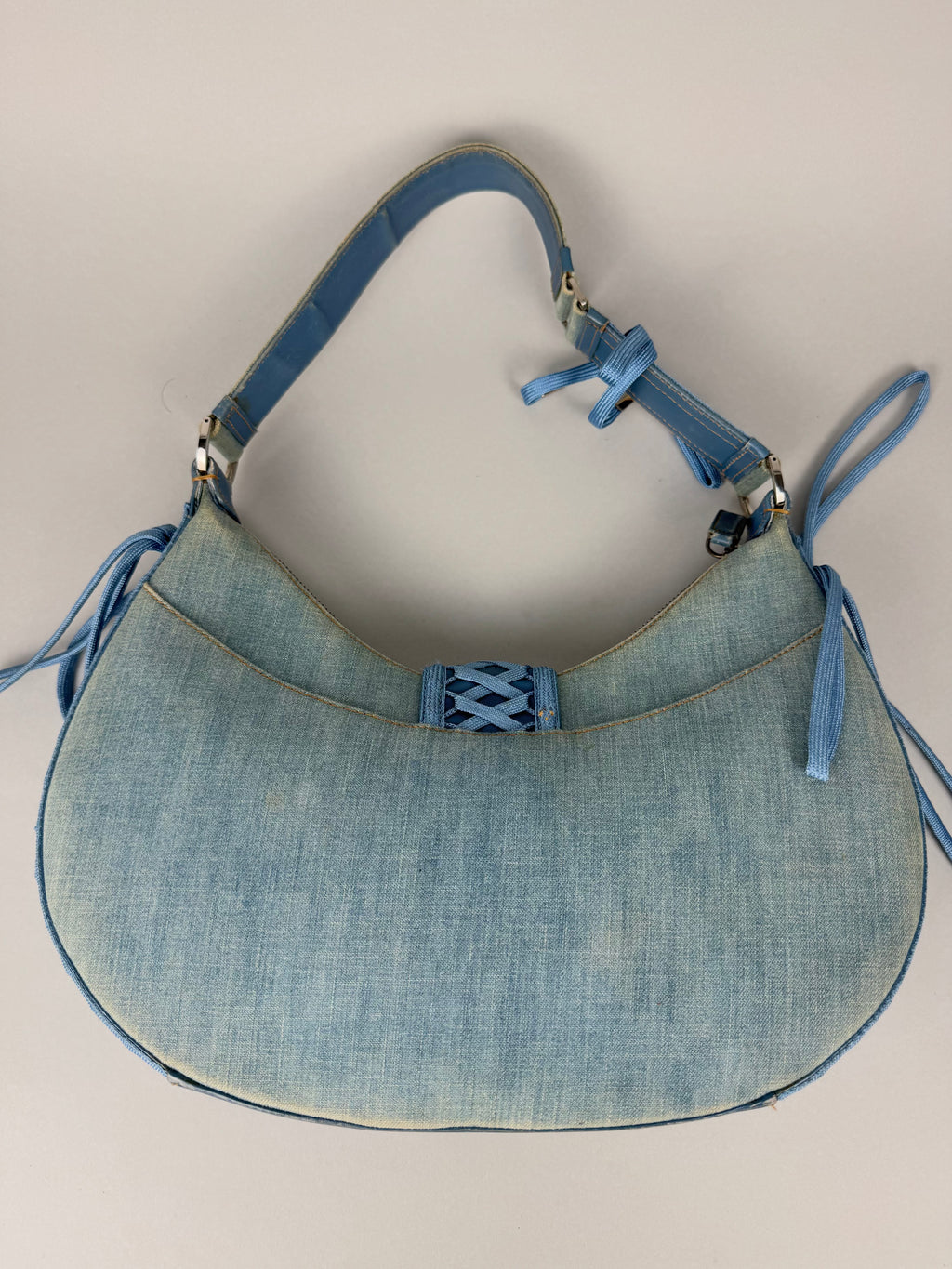 Christian Dior Denim Admit It Lace Up Corset Blue
