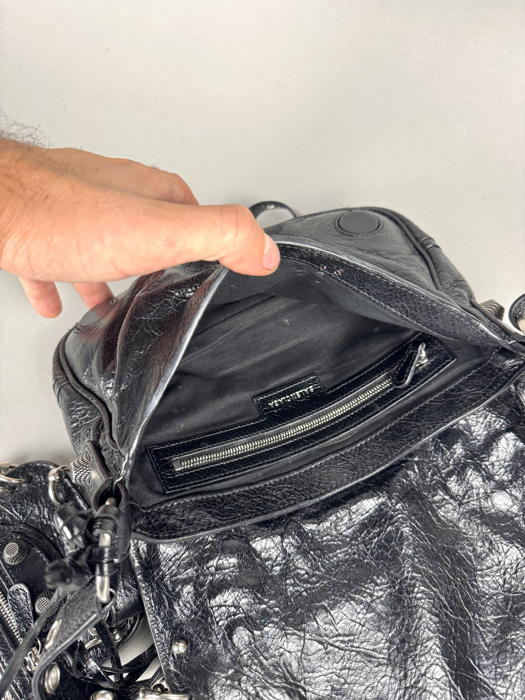 Balenciaga Agneau Arena XS Piercing Le Cagole Flap Bag Leather Black