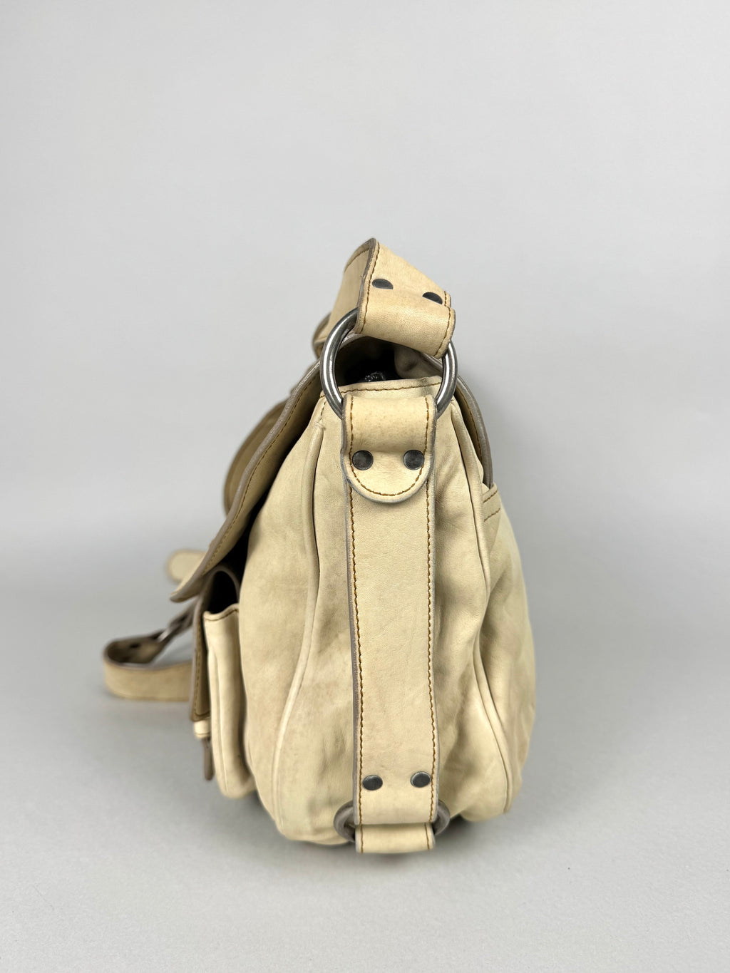 Christian Dior Gaucho Leather Off White Crossbody