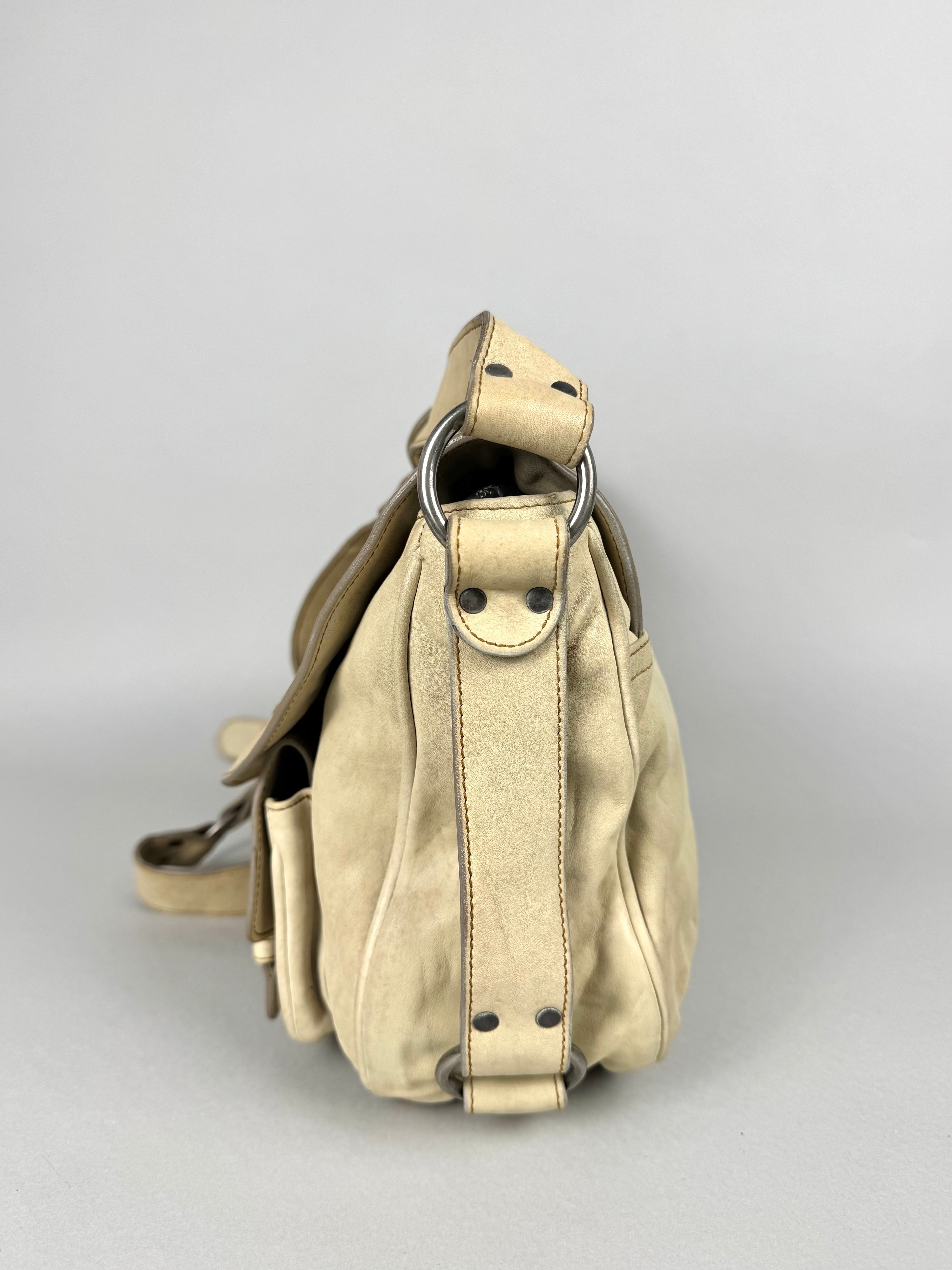 Christian Dior Gaucho Leather Off White Crossbody