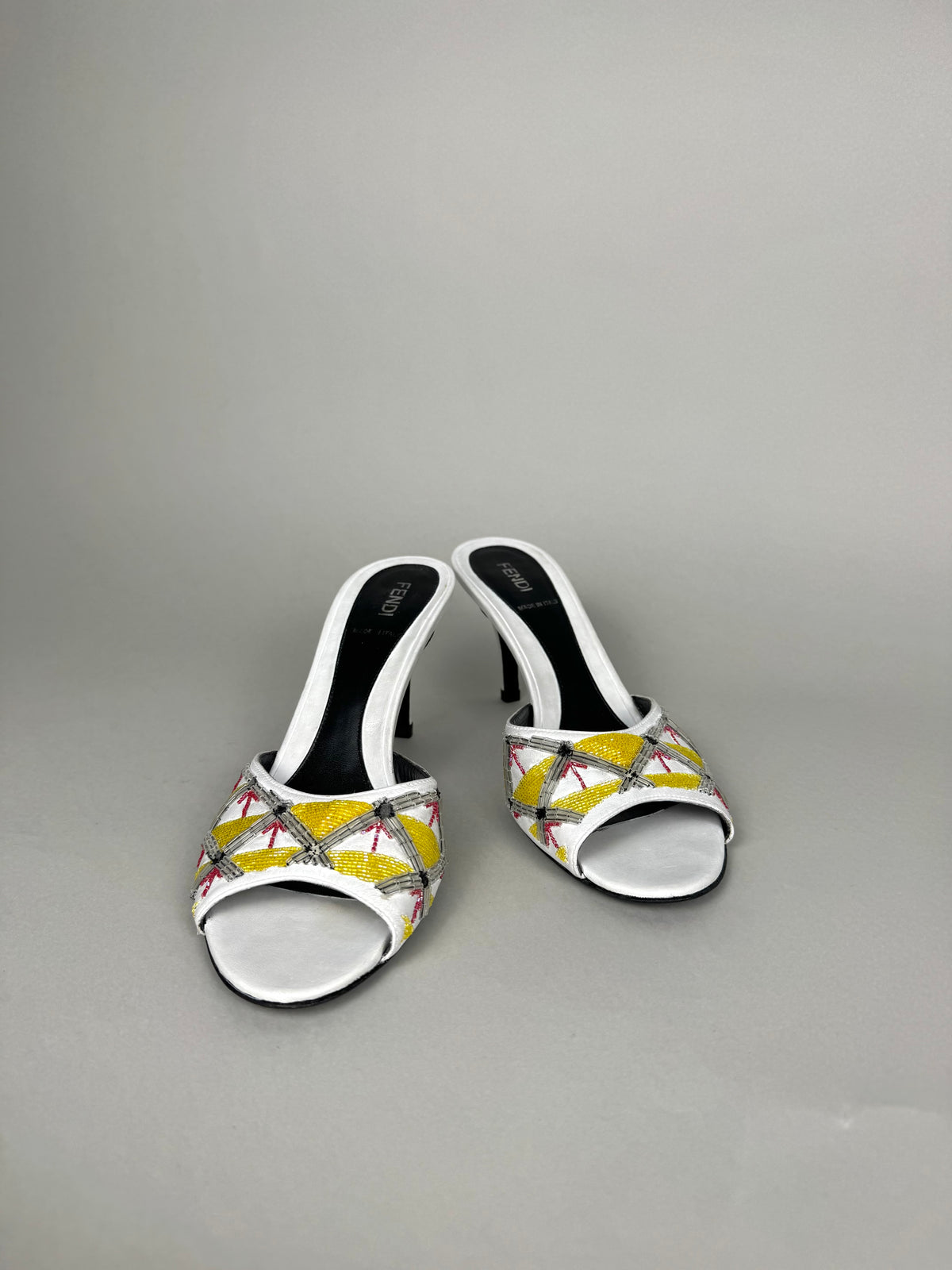Fendi Embroidered Leather Heels