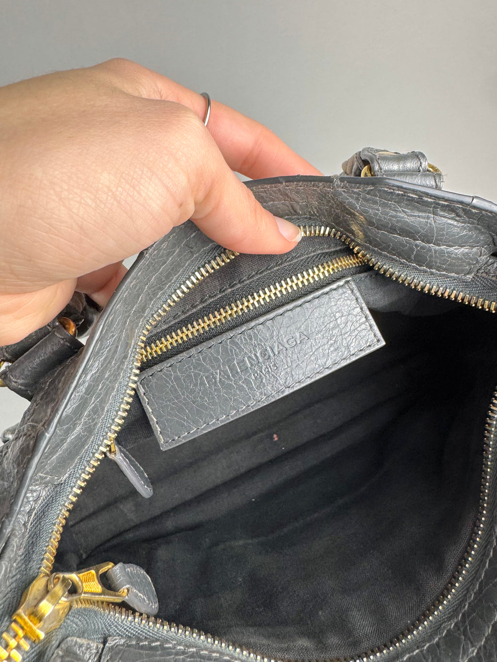 Balenciaga Agneau Mini City Gray Leather
