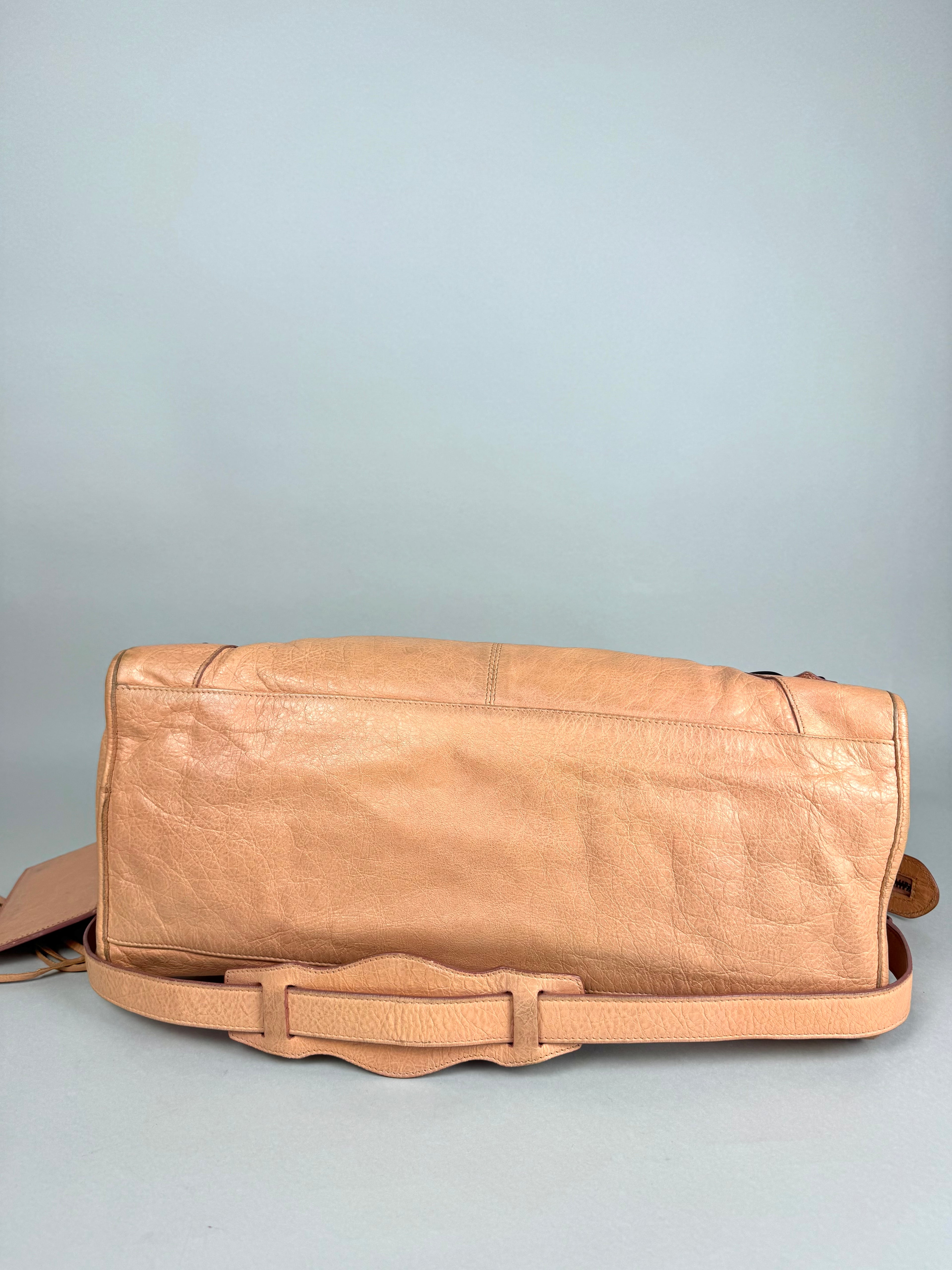 Balenciaga Cumin Lambskin Leather Motorcycle Part-Time Bag