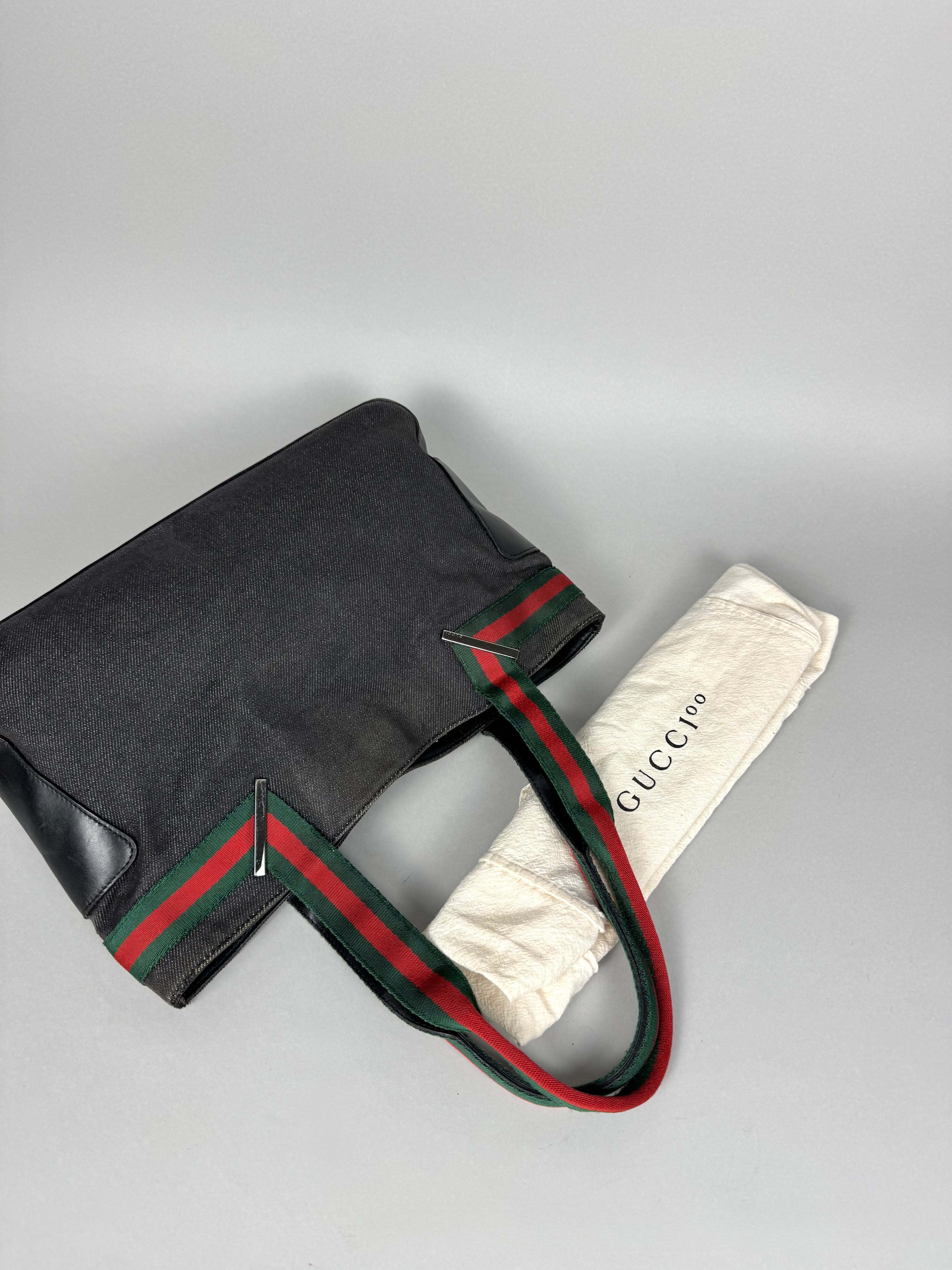 Gucci Denim Web Tote