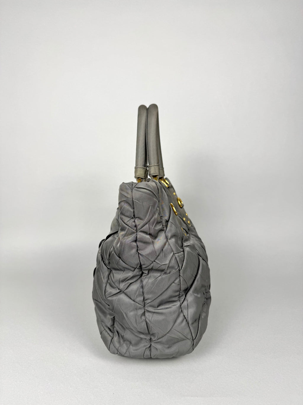 Prada Tessuto Chevron Nylon Tote Grey